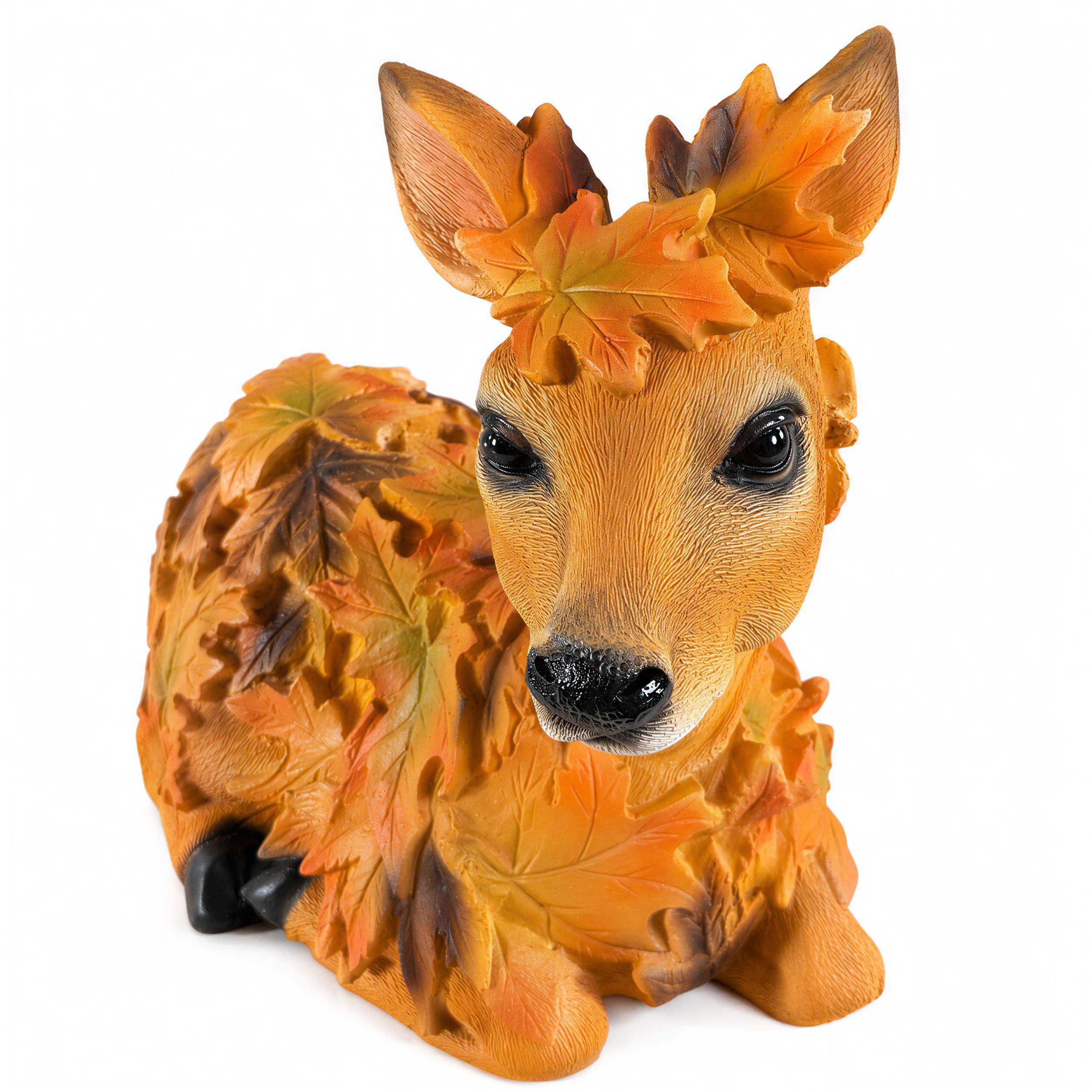 Tierfiguren Eule Reh Igel Eichhörnchen Figur mit Blätterdeko für Haus und Garten