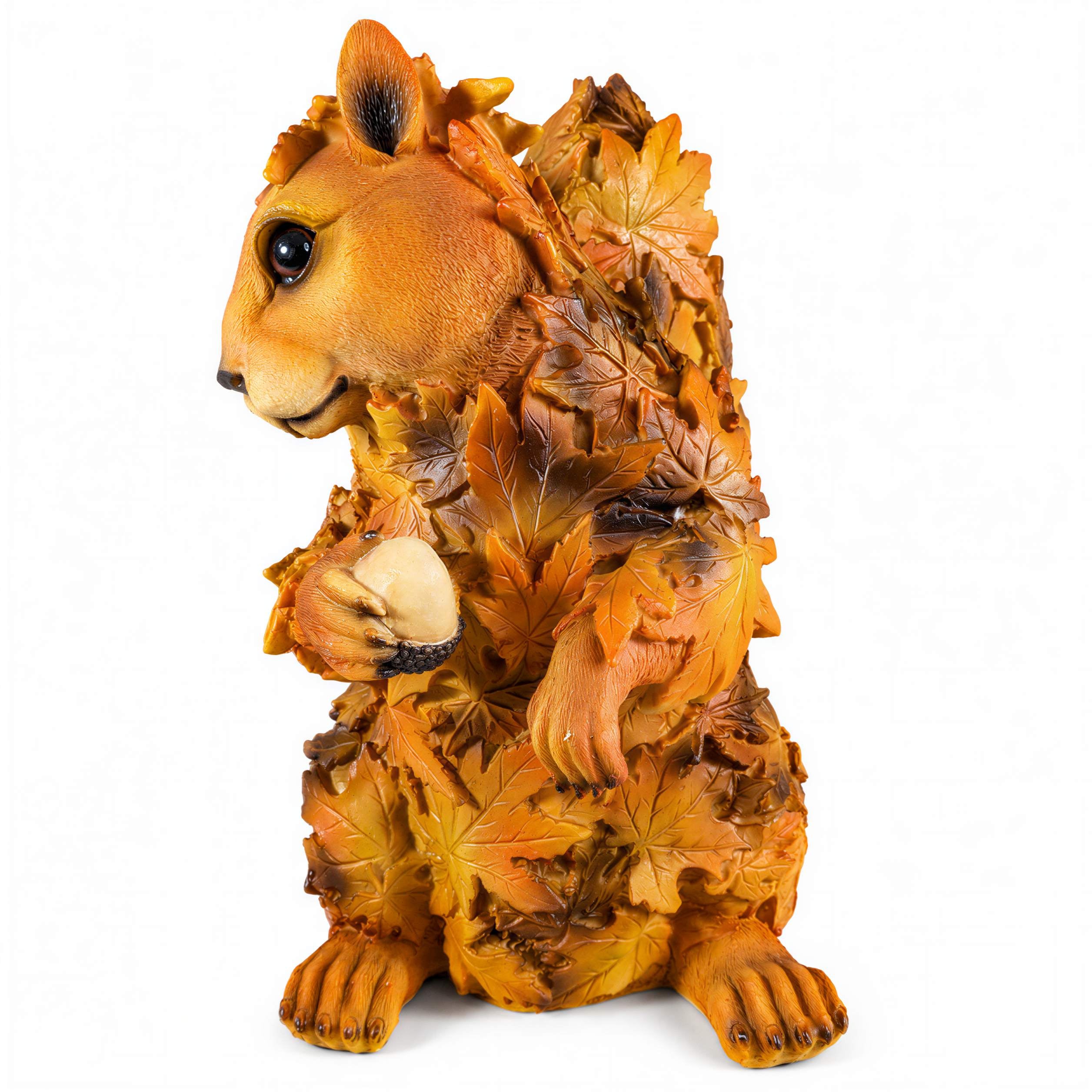 Tierfiguren Eule Reh Igel Eichhörnchen Figur mit Blätterdeko für Haus und Garten