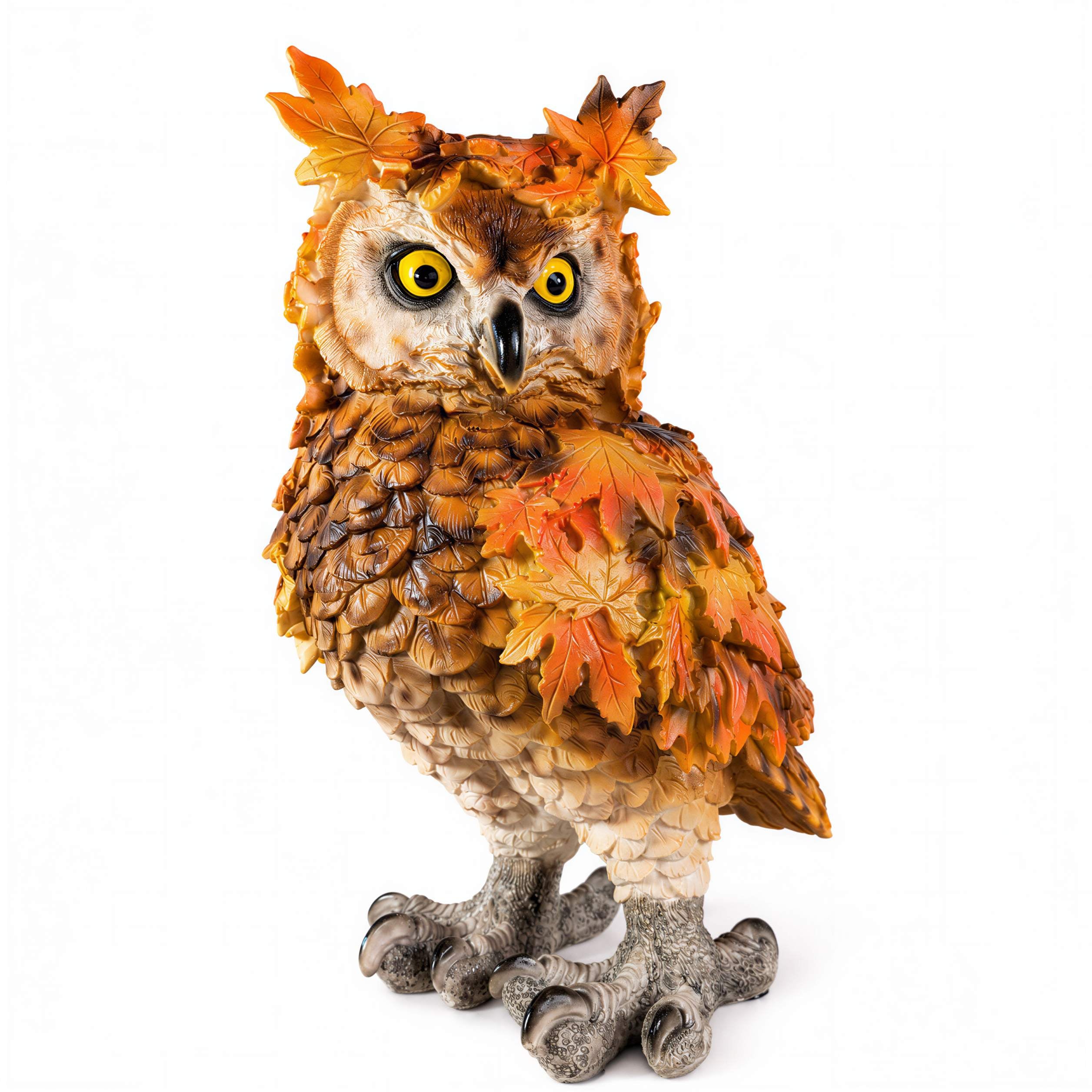 Tierfiguren Eule Reh Igel Eichhörnchen Figur mit Blätterdeko für Haus und Garten