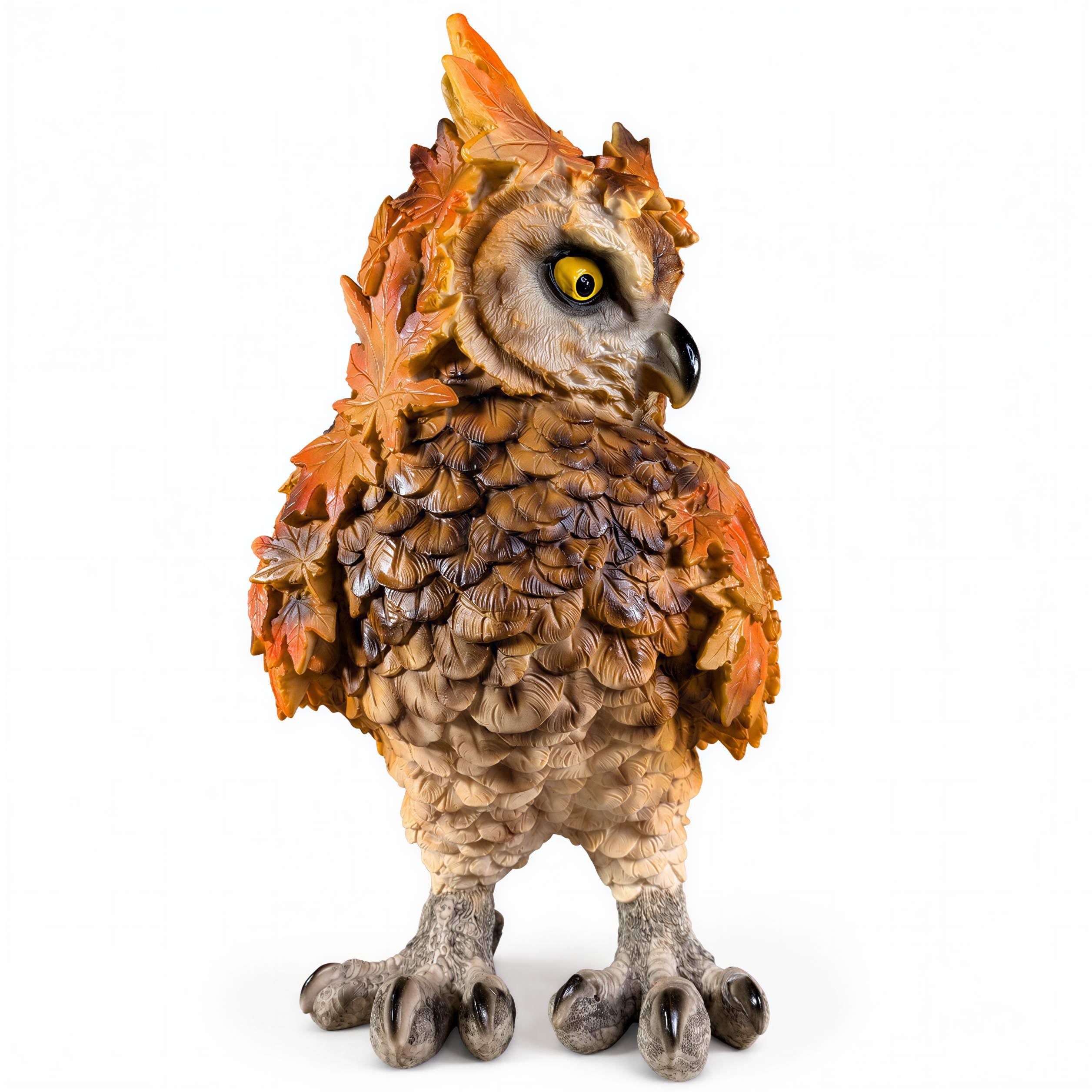 Tierfiguren Eule Reh Igel Eichhörnchen Figur mit Blätterdeko für Haus und Garten