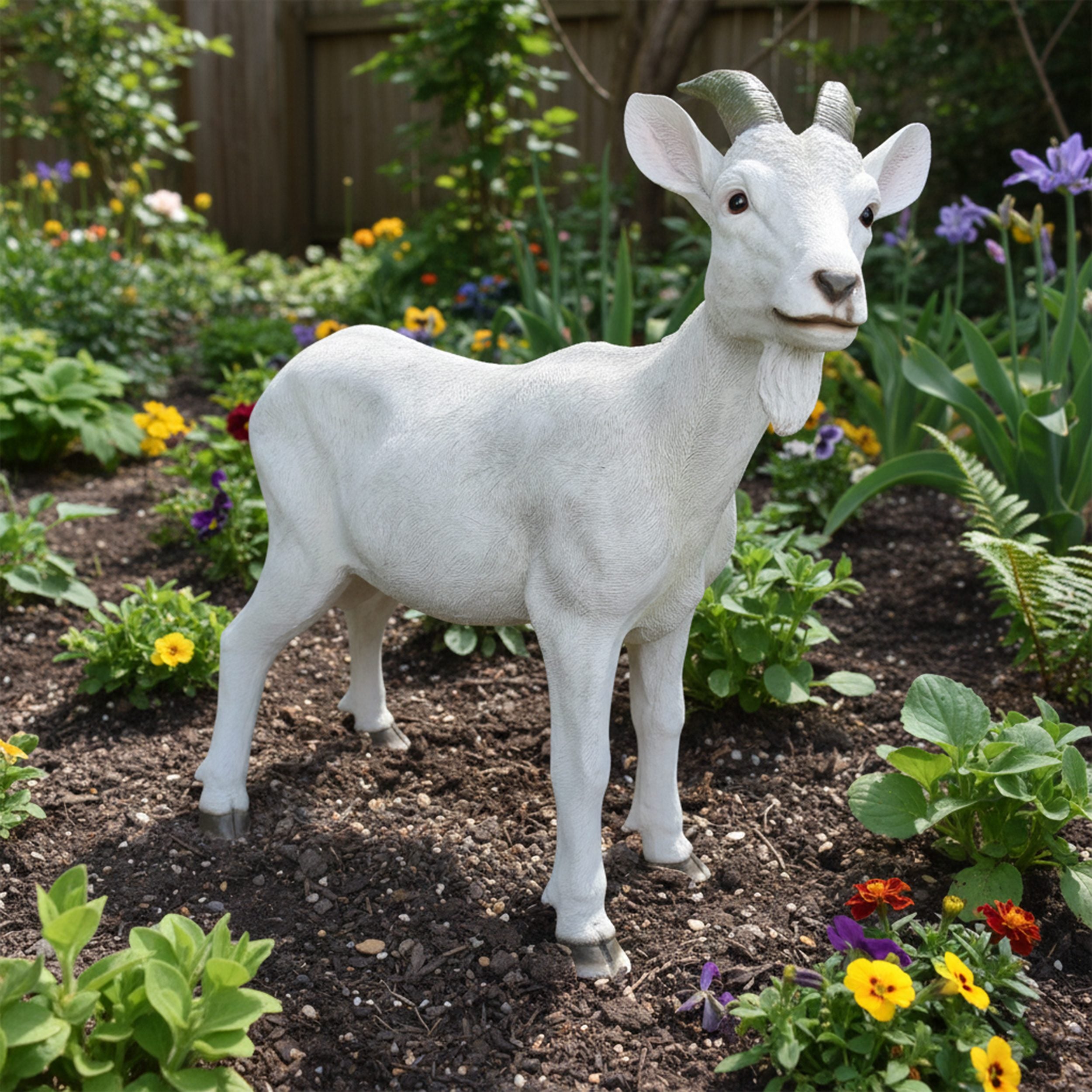 Ziegenbock Figur Bruce - Gartenfigur Ziege als Tierfigur Geißbock Deko für Garten, Terrasse & Hof