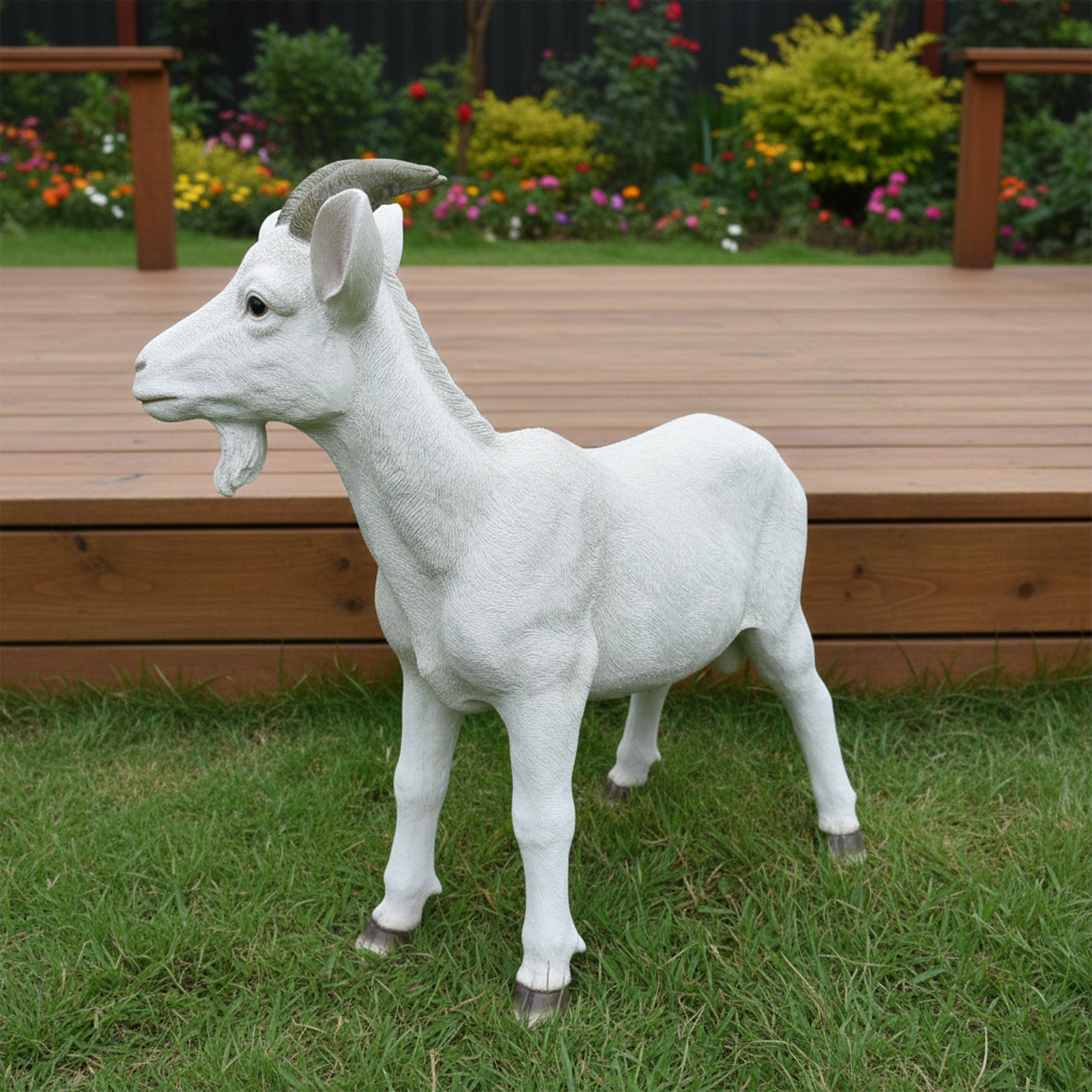 Ziegenbock Figur Bruce - Gartenfigur Ziege als Tierfigur Geißbock Deko für Garten, Terrasse & Hof