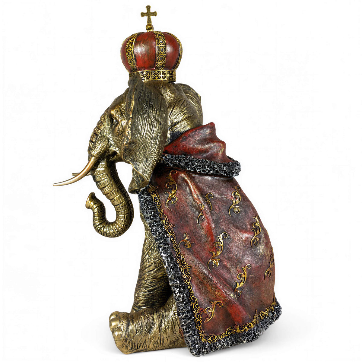 Elefant Figur mit Krone Dekofigur in Schwarz-Gold oder Gold-Rot