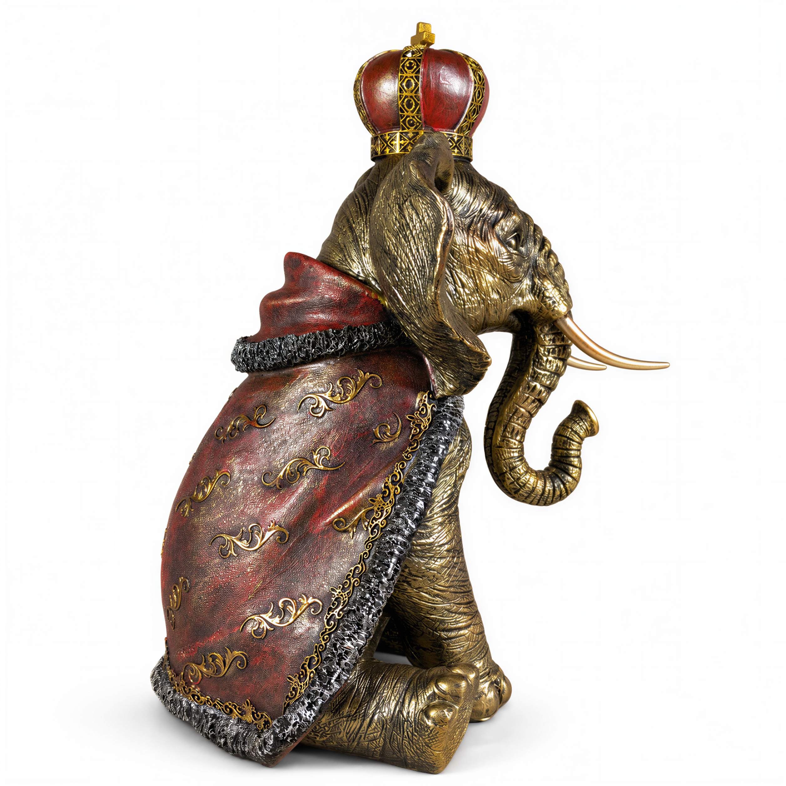 Elefant Figur mit Krone Dekofigur in Schwarz-Gold oder Gold-Rot
