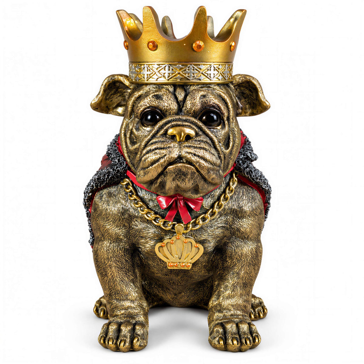 Bulldogge Figur mit Krone Urban Royals Deko Hundefigur handbemalt schwarz oder gold