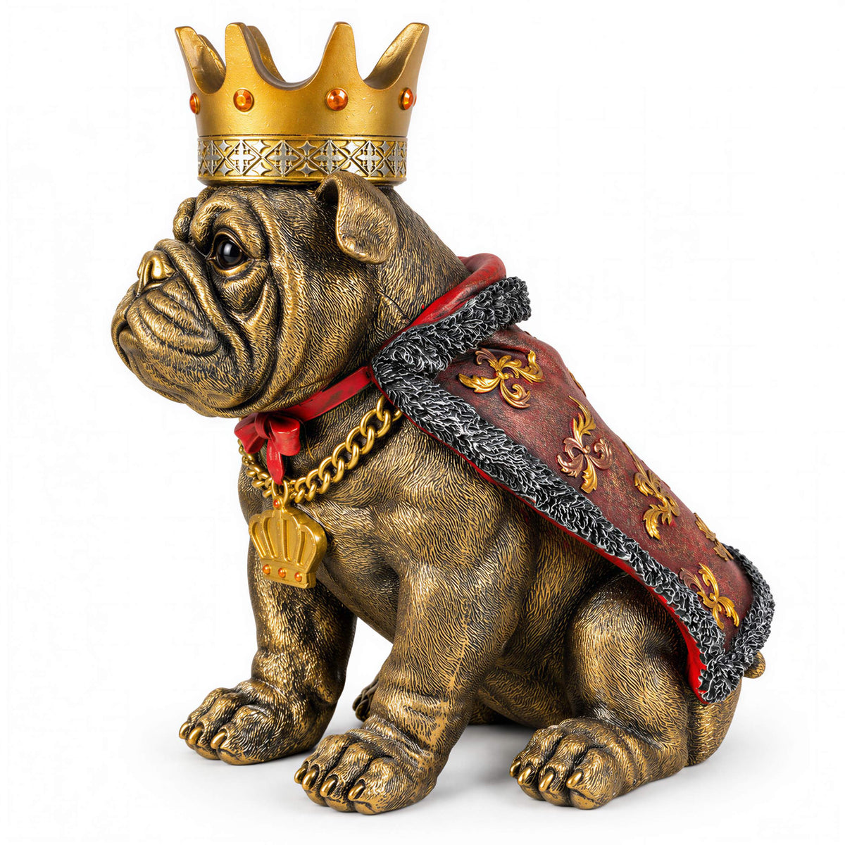 Bulldogge Figur mit Krone Urban Royals Deko Hundefigur handbemalt schwarz oder gold