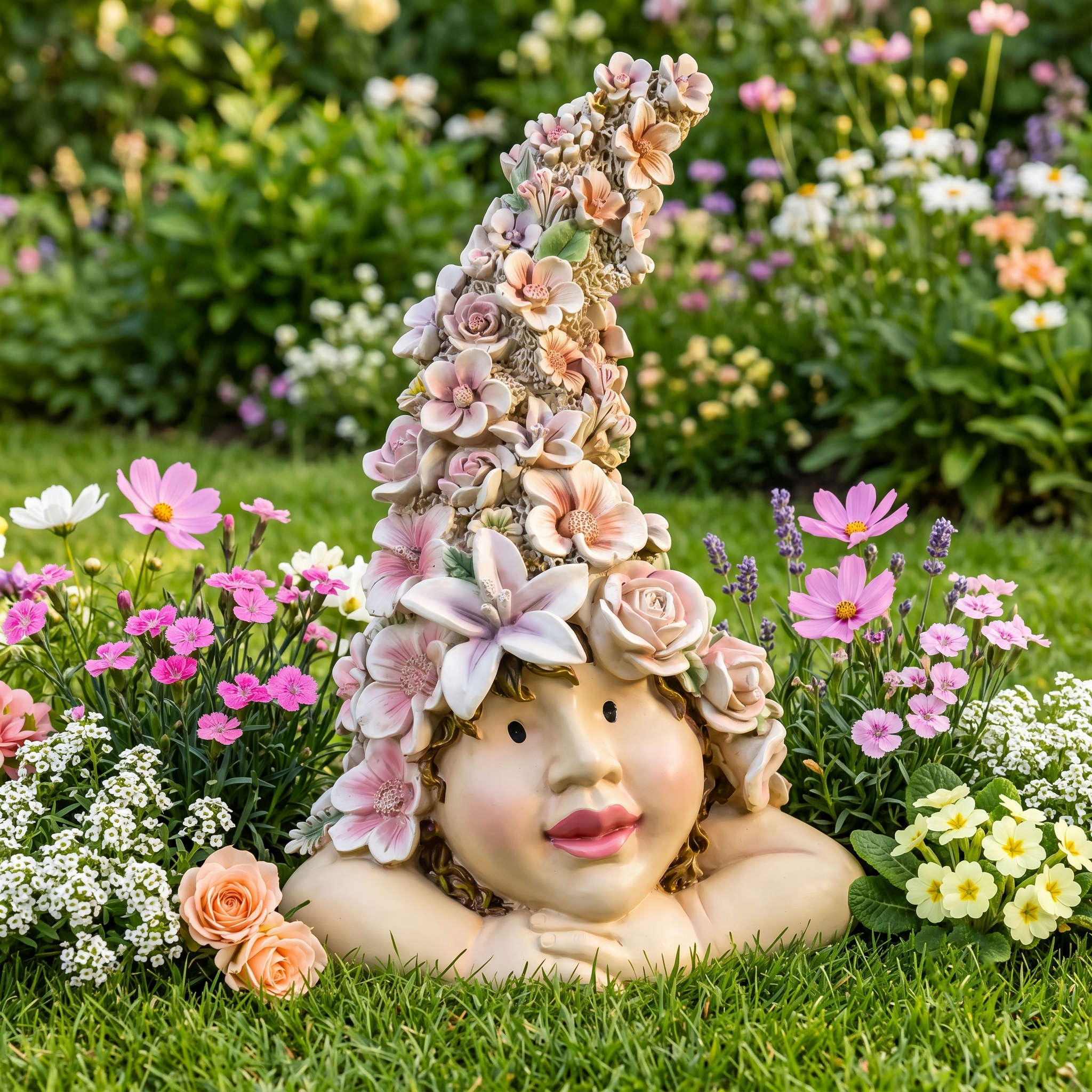 Blumenkind Dekofigur Blumenmädchen Figur für Haus & Garten in 2 Größen