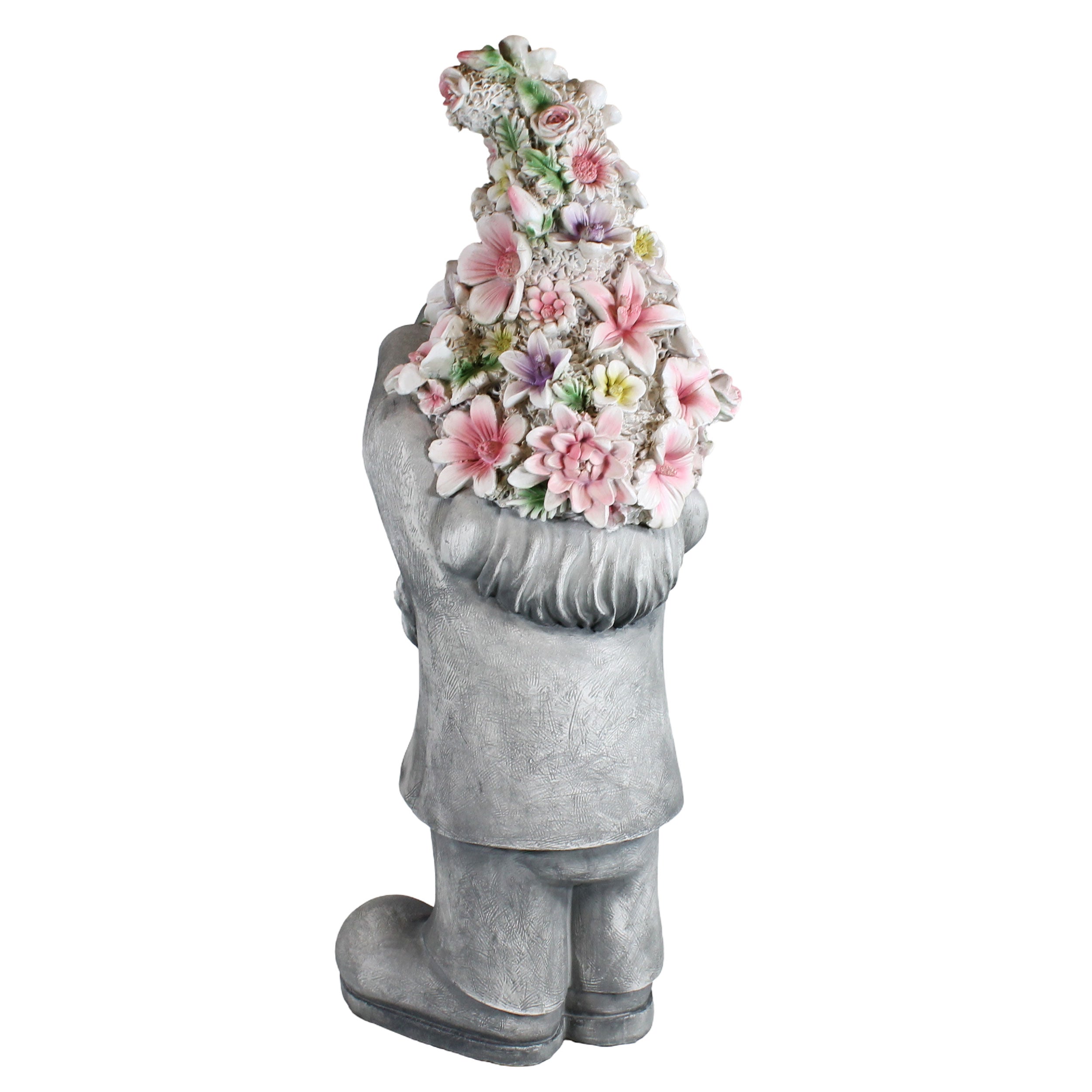 Gartenzwerg mit Herzhänden & Blumenmütze – Gartenfigur Blumenzwerg, handbemalt, verschiedene Größen