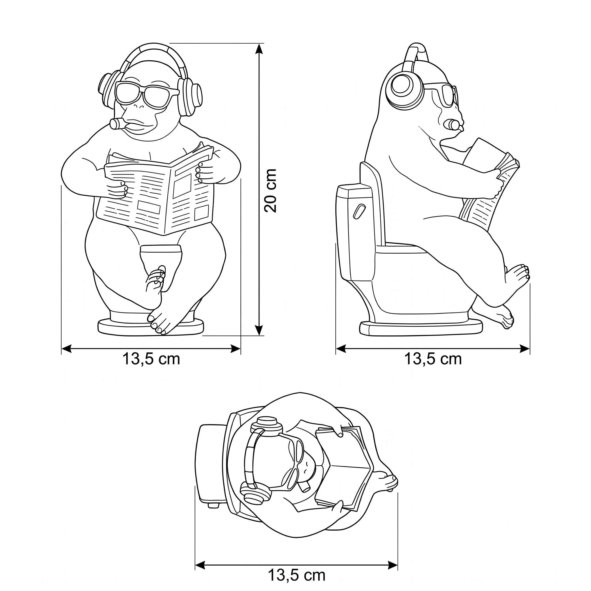 Tierfigur mit Zeitung Deko Kuh Figur oder Affenfigur auf Toilette