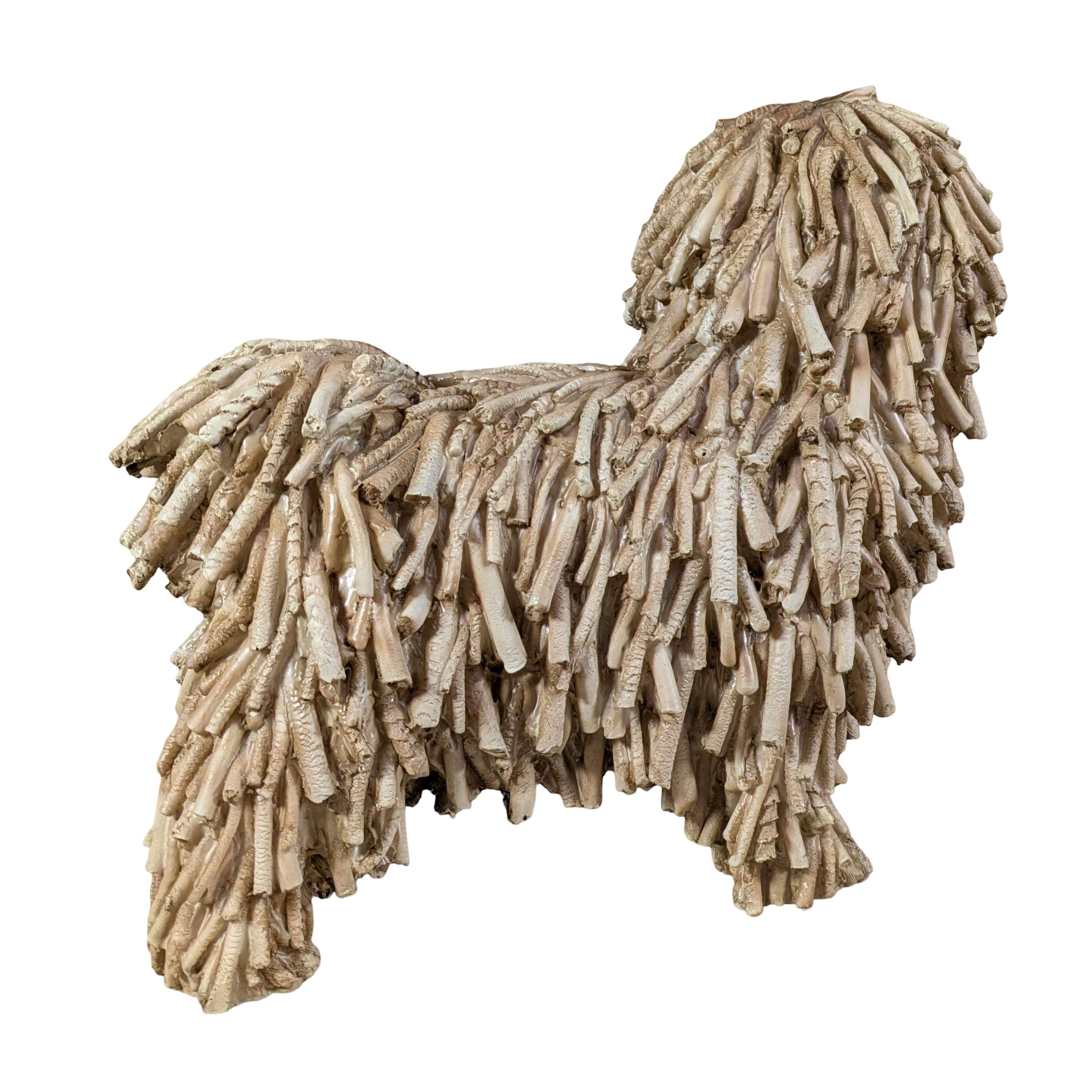 Hundefigur in Treibholz-Optik naturgetreuer Deko Hund im Driftwood Style