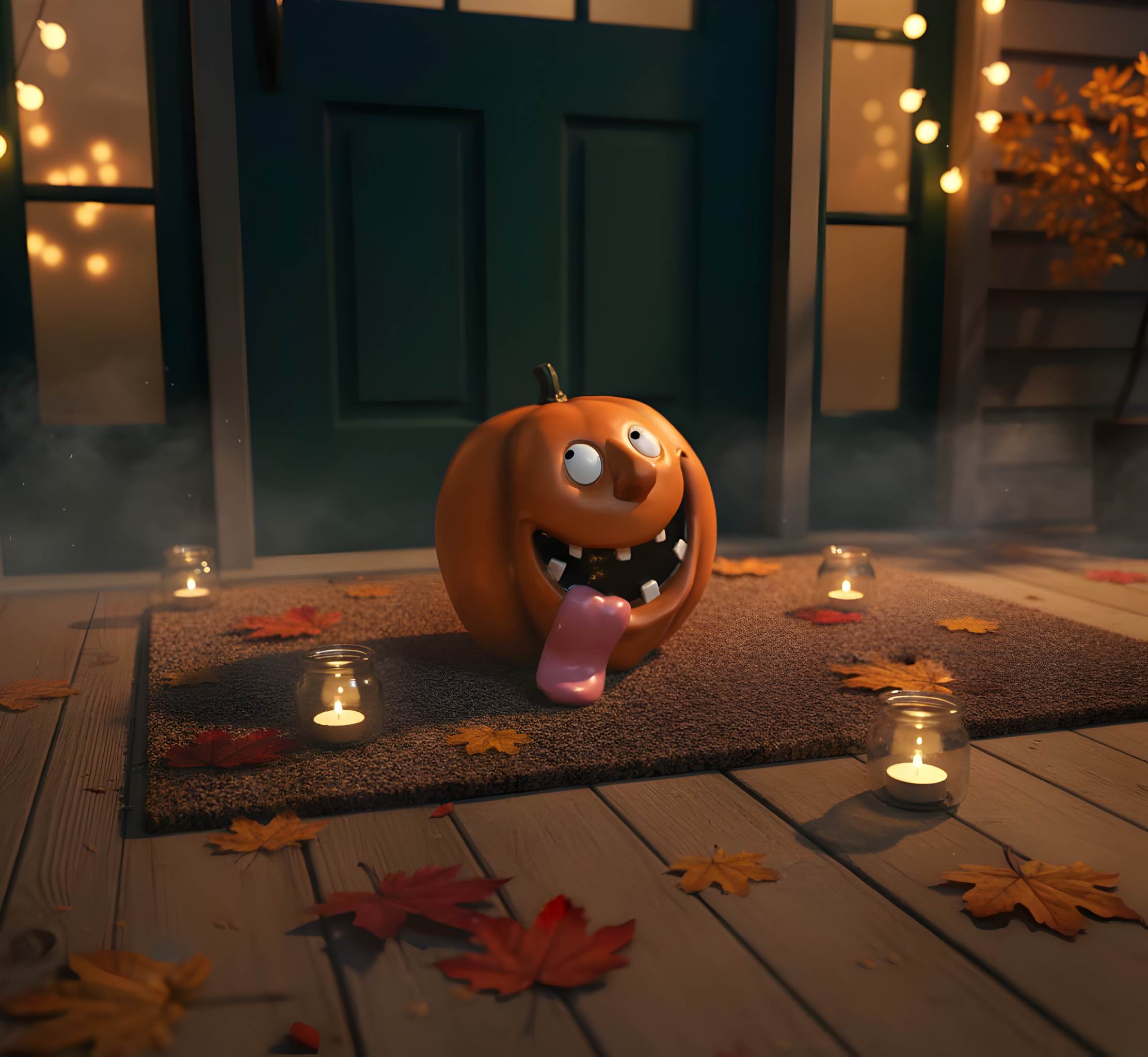 Halloween Deko Kürbis Figuren & Kürbisstapel, Herbstdeko innen & außen, Deko Kürbis für Eingang Garten Fensterbank