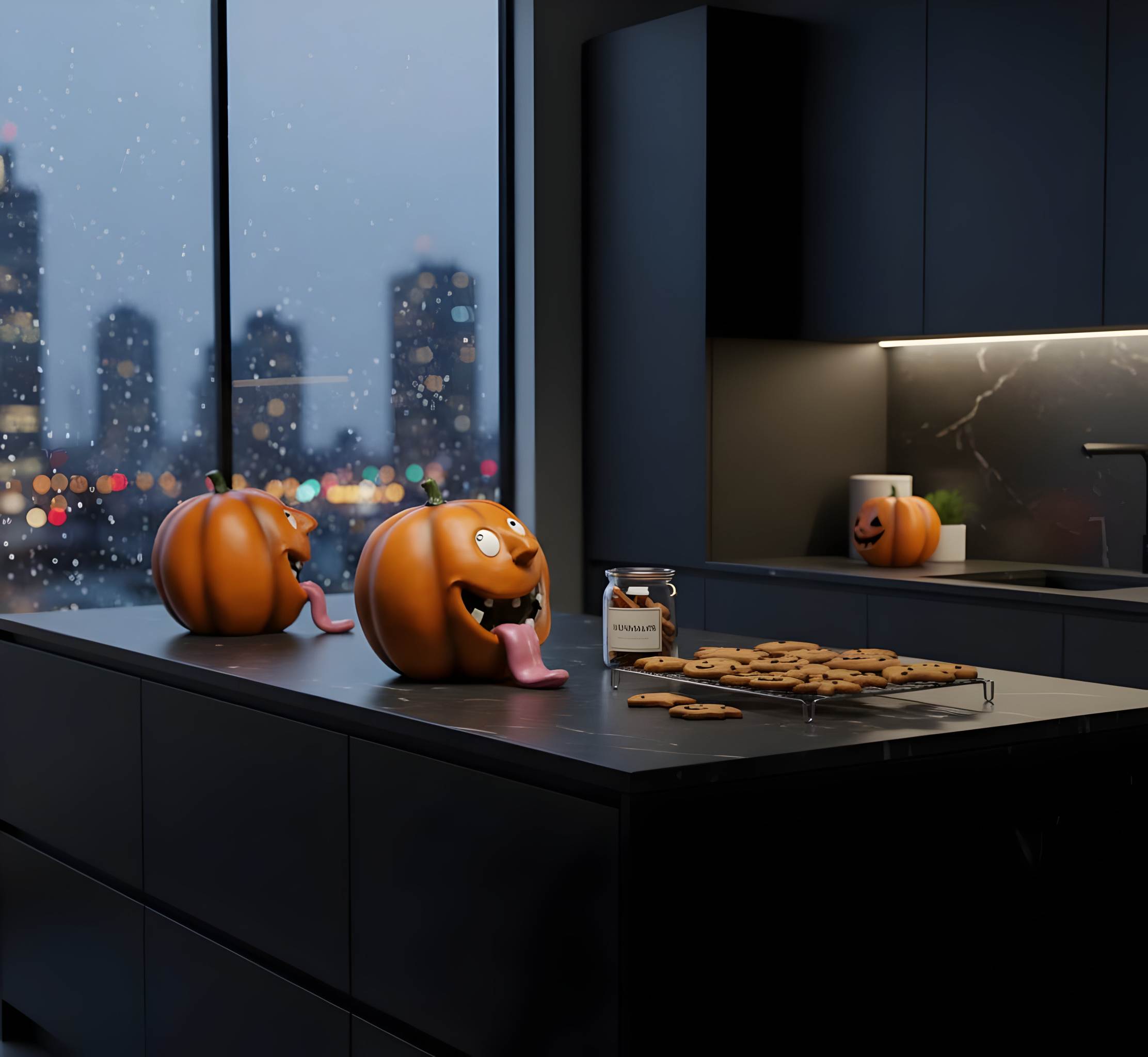 Halloween Deko Kürbis Figuren & Kürbisstapel, Herbstdeko innen & außen, Deko Kürbis für Eingang Garten Fensterbank