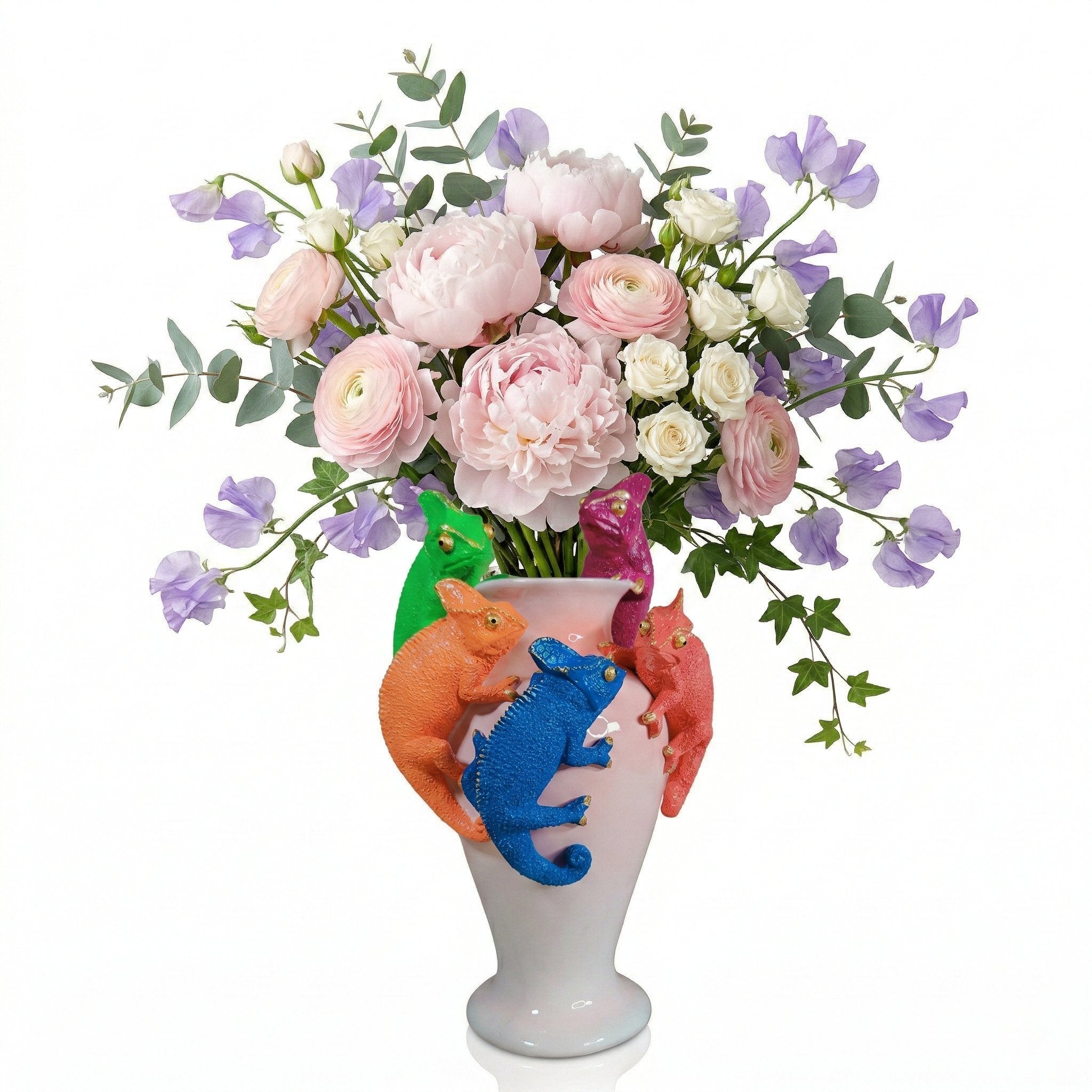 Kunstblumen Vase Deko Vase modern – Designer Vasen mit Tieren Papagei Affe Echse Tischdeko Vase bunt