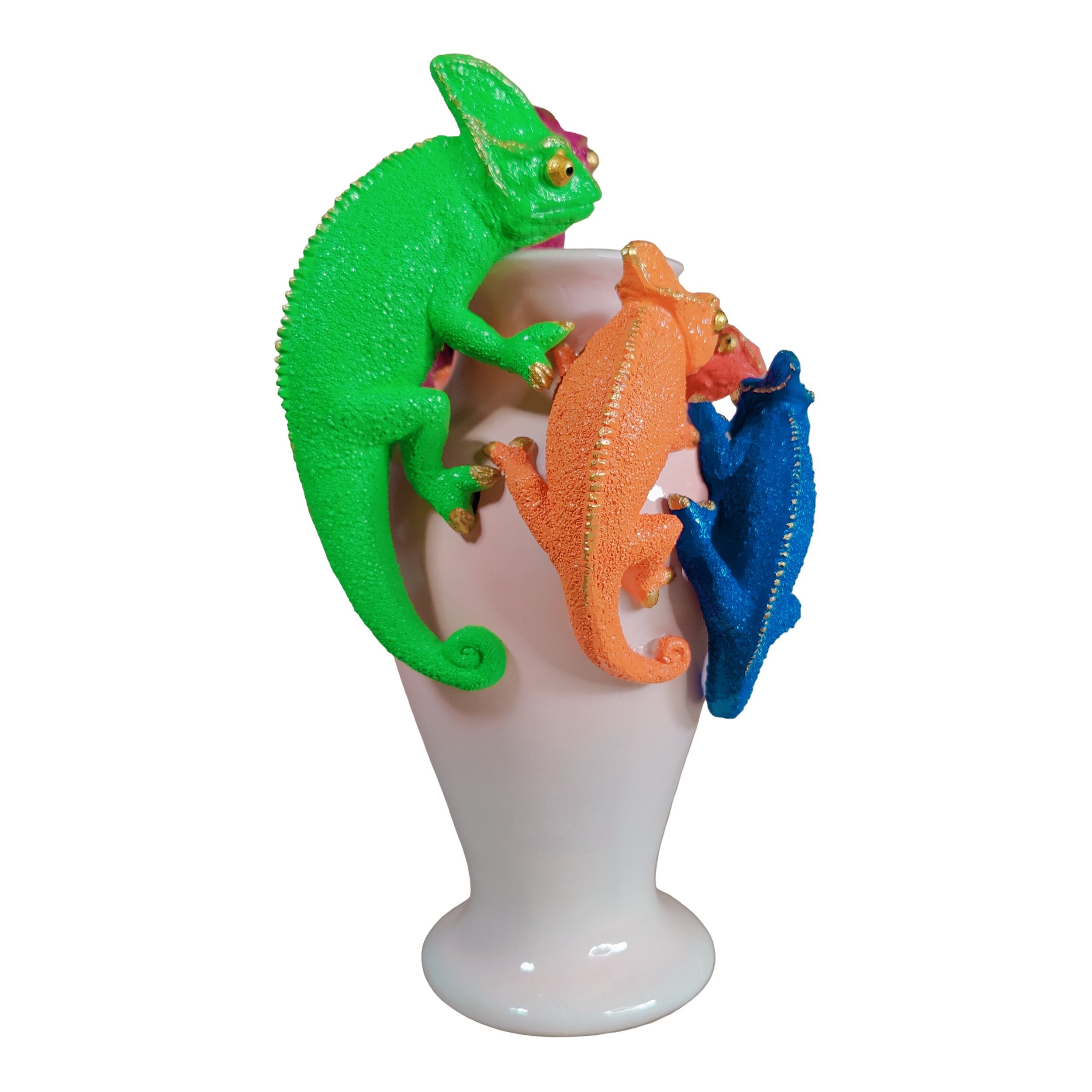 Kunstblumen Vase Deko Vase modern – Designer Vasen mit Tieren Papagei Affe Echse Tischdeko Vase bunt