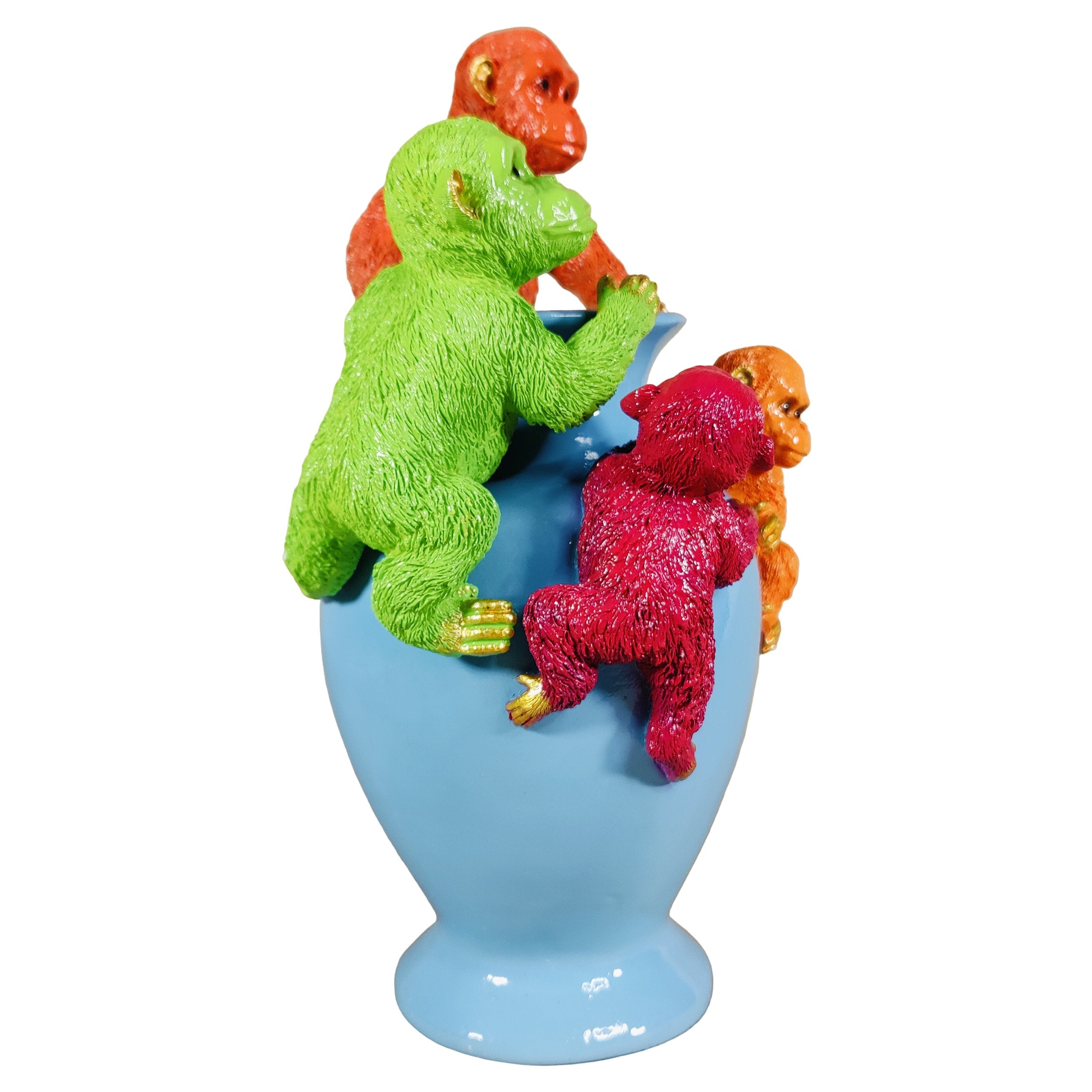 Kunstblumen Vase Deko Vase modern – Designer Vasen mit Tieren Papagei Affe Echse Tischdeko Vase bunt