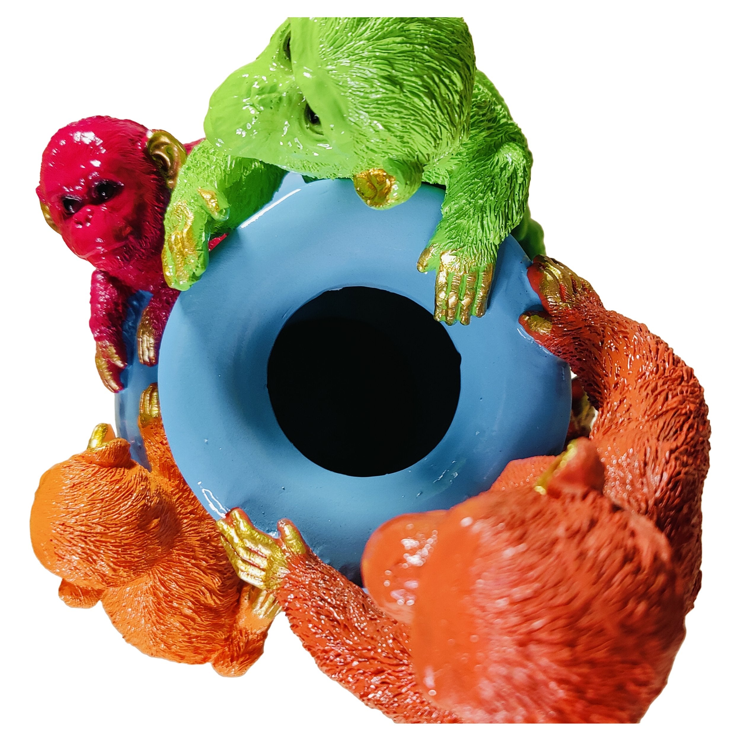 Kunstblumen Vase Deko Vase modern – Designer Vasen mit Tieren Papagei Affe Echse Tischdeko Vase bunt