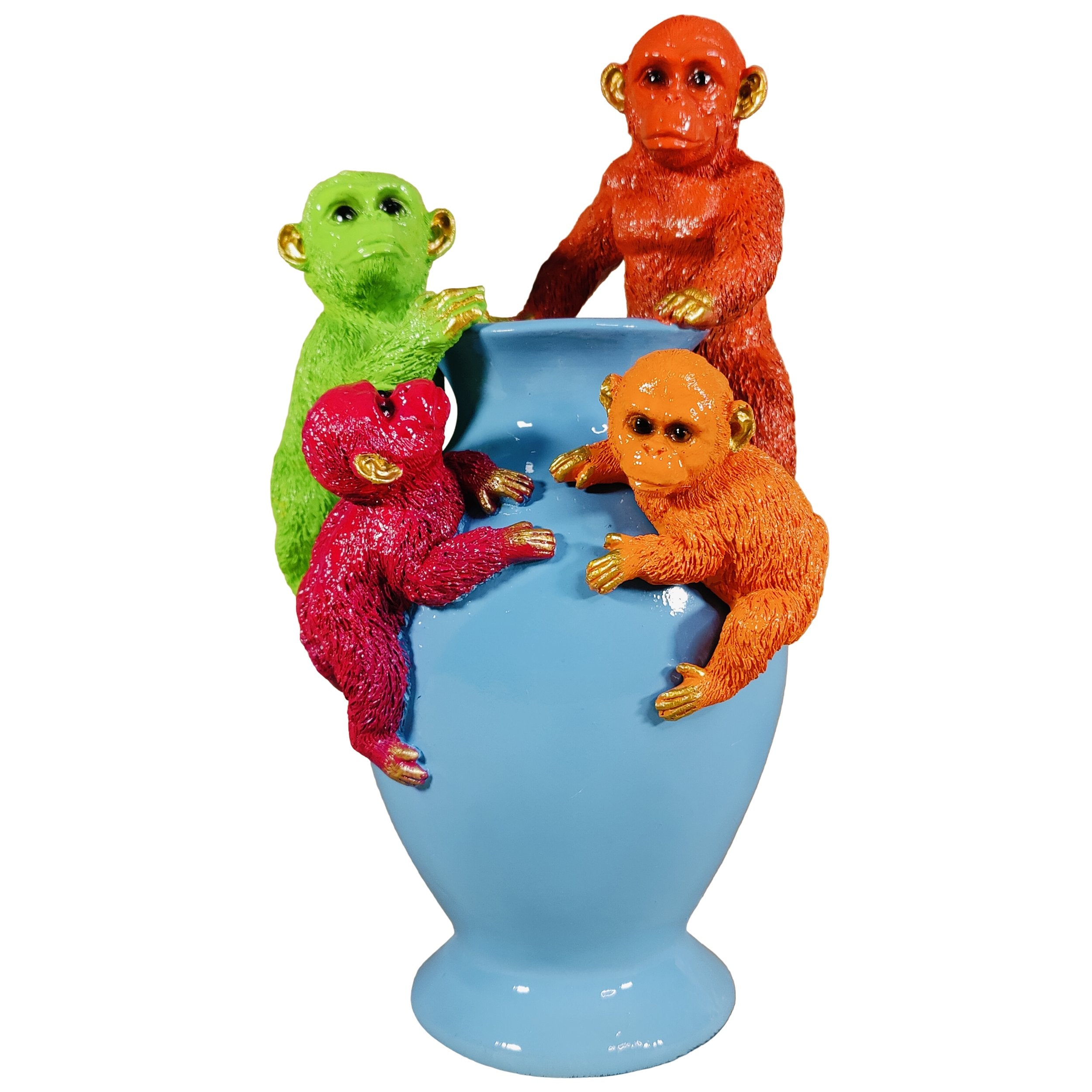 Kunstblumen Vase Deko Vase modern – Designer Vasen mit Tieren Papagei Affe Echse Tischdeko Vase bunt
