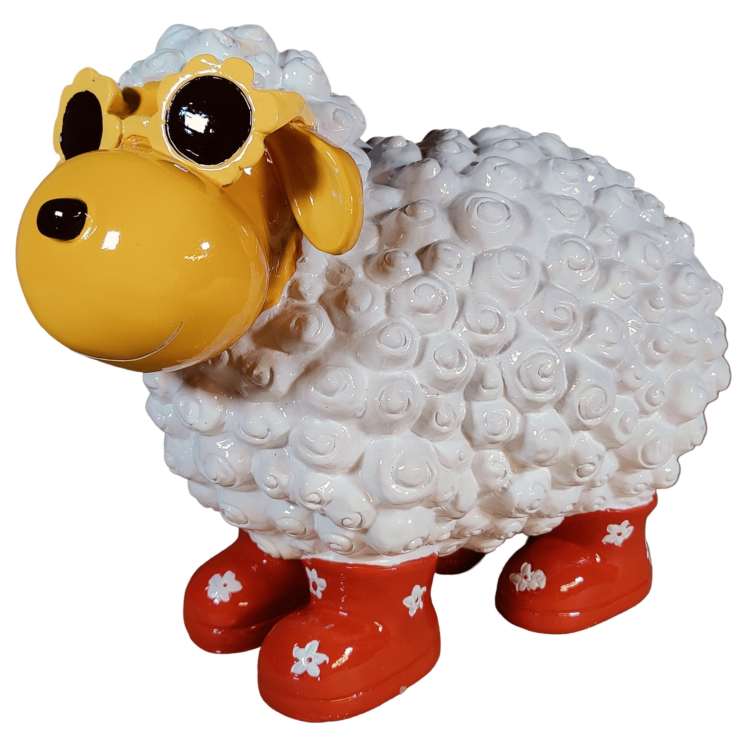 Schaf Figur mit Blumenbrille Deko Schaf Gartenfigur Schaf bunte Gartenschafe für Haus und Garten