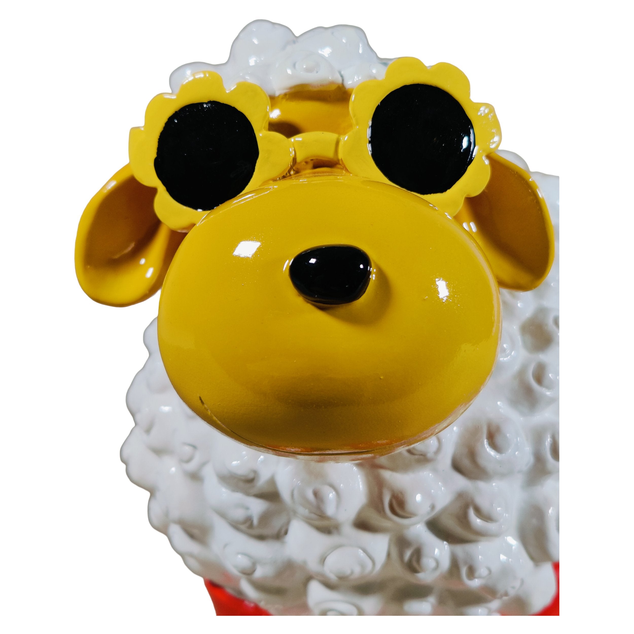 Schaf Figur mit Blumenbrille Deko Schaf Gartenfigur Schaf bunte Gartenschafe für Haus und Garten