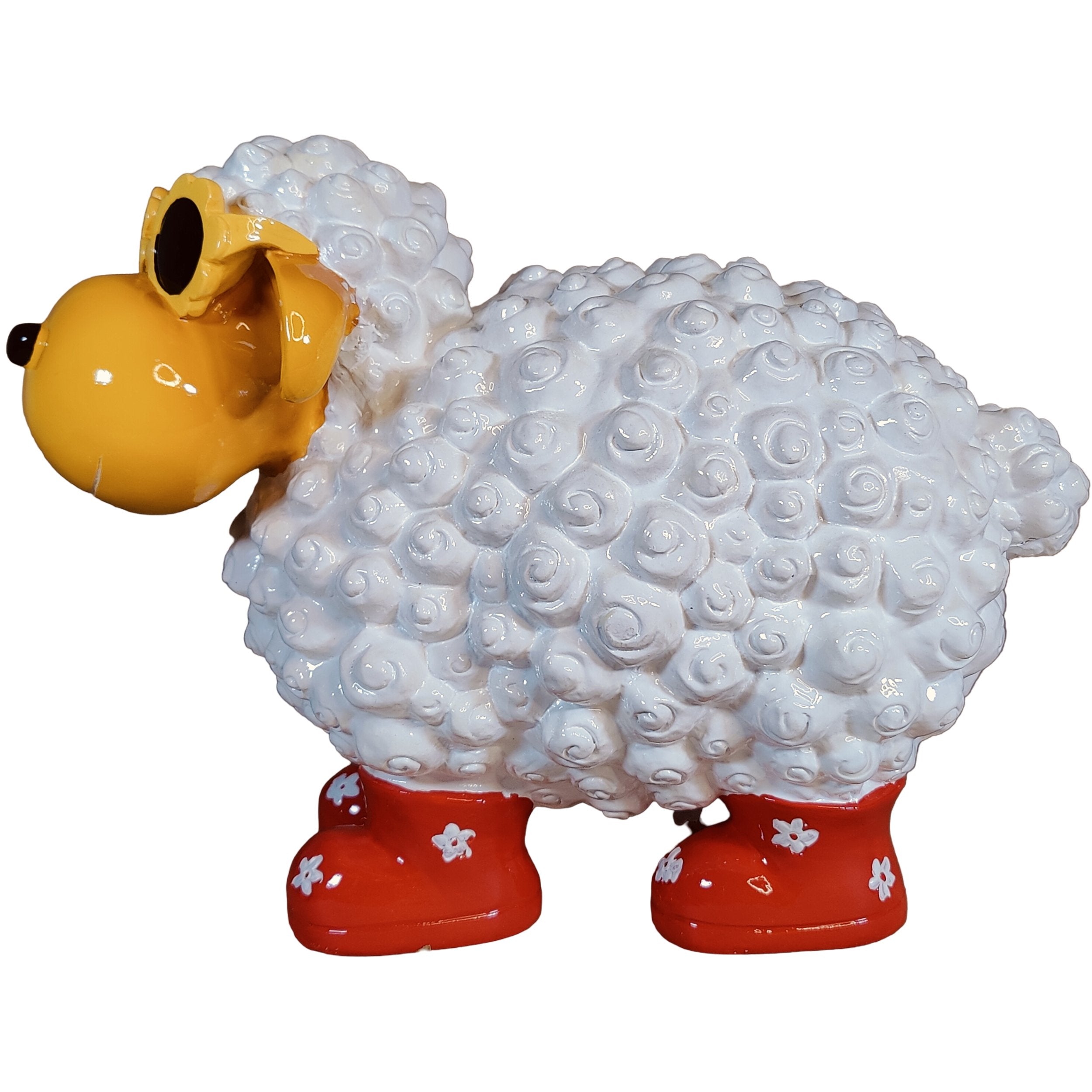 Schaf Figur mit Blumenbrille Deko Schaf Gartenfigur Schaf bunte Gartenschafe für Haus und Garten