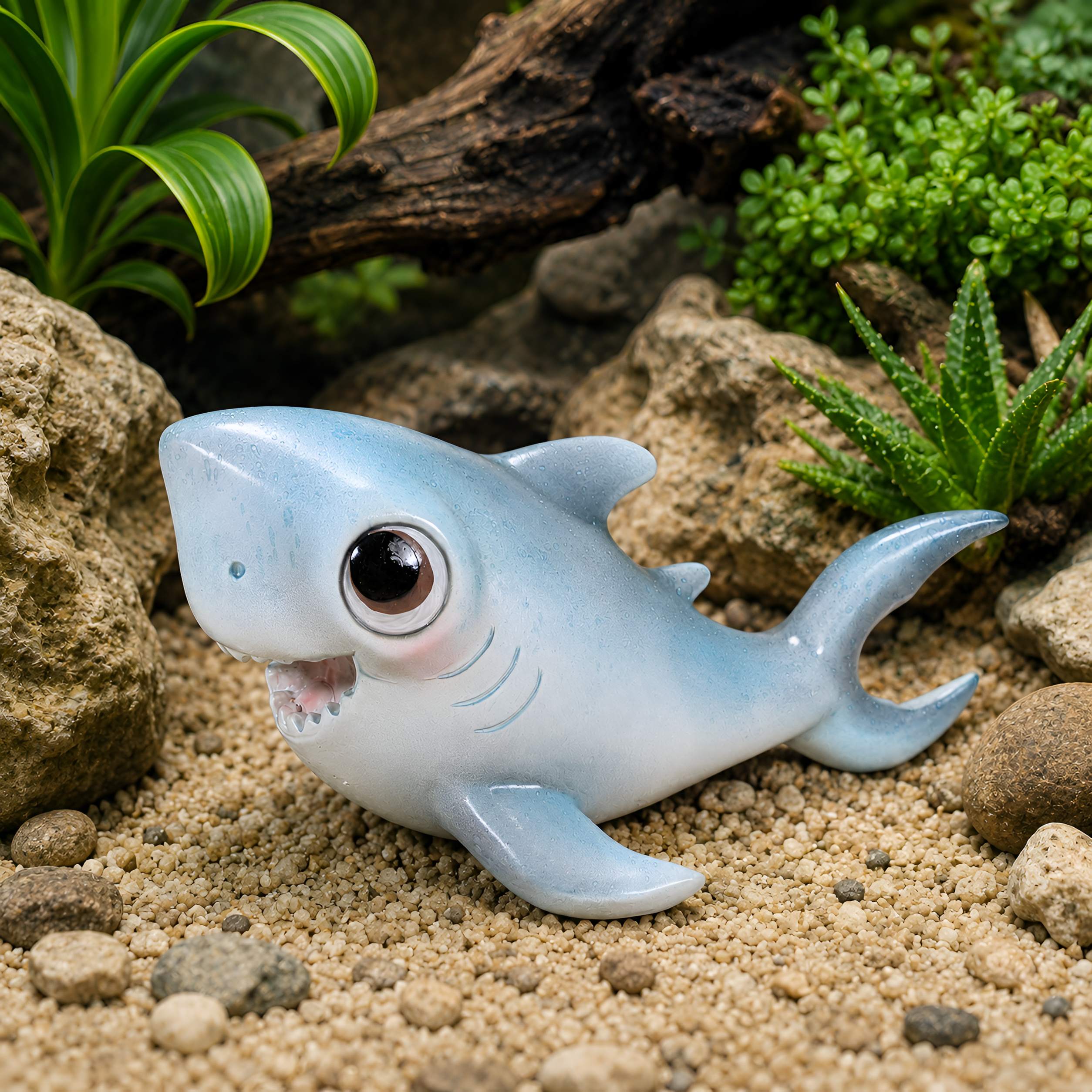 Hai Figur glänzend Baby & Groß für maritime Deko innen und außen