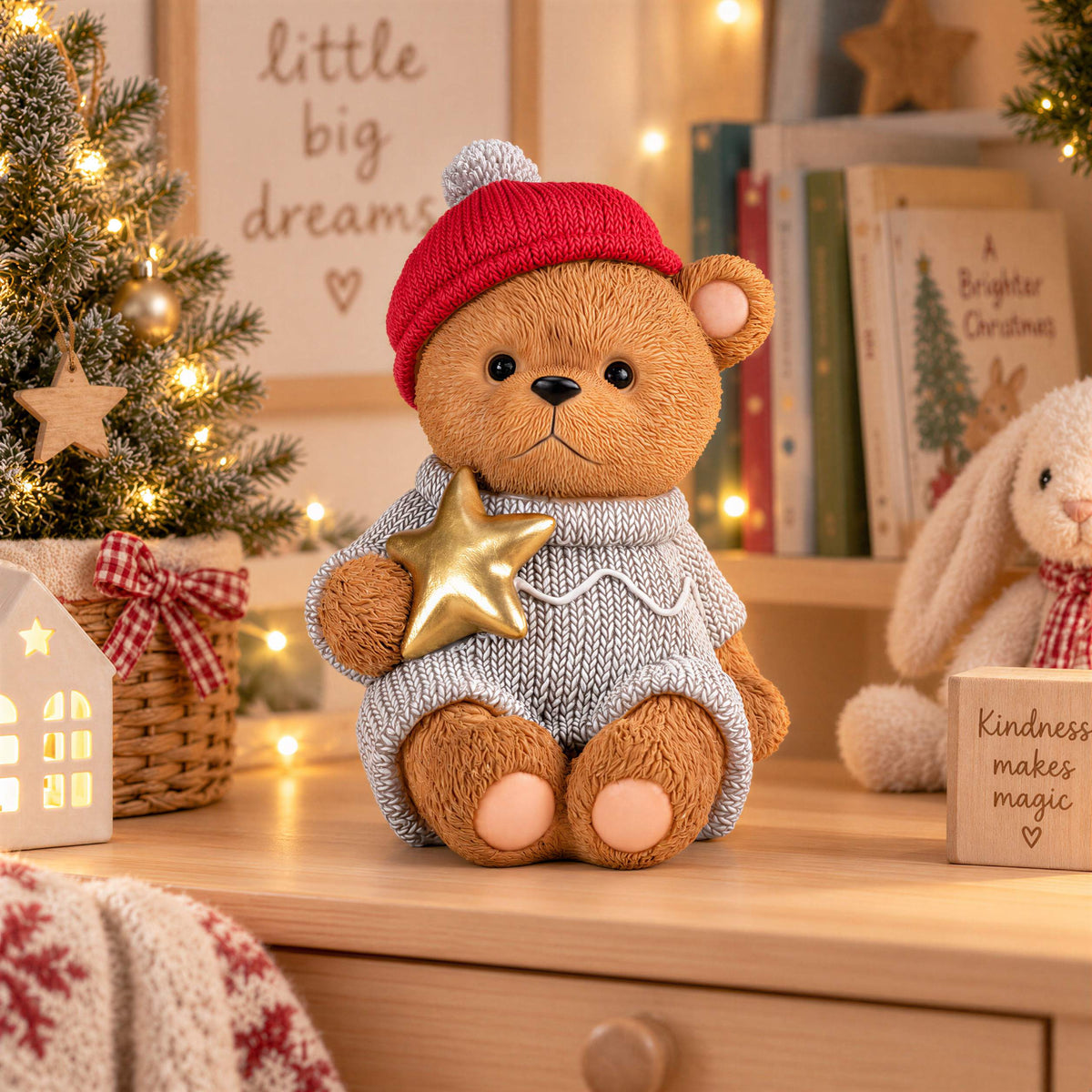 Bär Figur Weihnachtsdeko Tischdeko Weihnachtsbär mit Stern oder Geschenk
