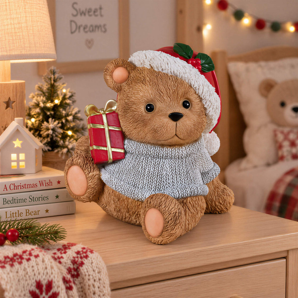 Bär Figur Weihnachtsdeko Tischdeko Weihnachtsbär mit Stern oder Geschenk