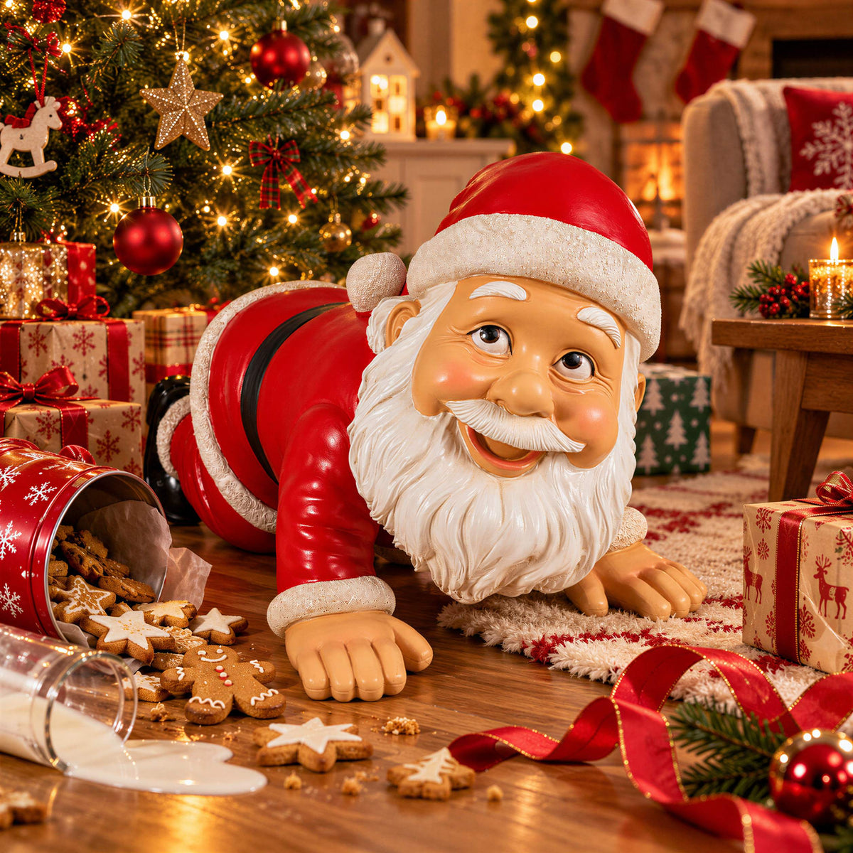 Weihnachtsmann Figur lustig Yoga oder kniend Weihnachtsdeko für Haus und Garten