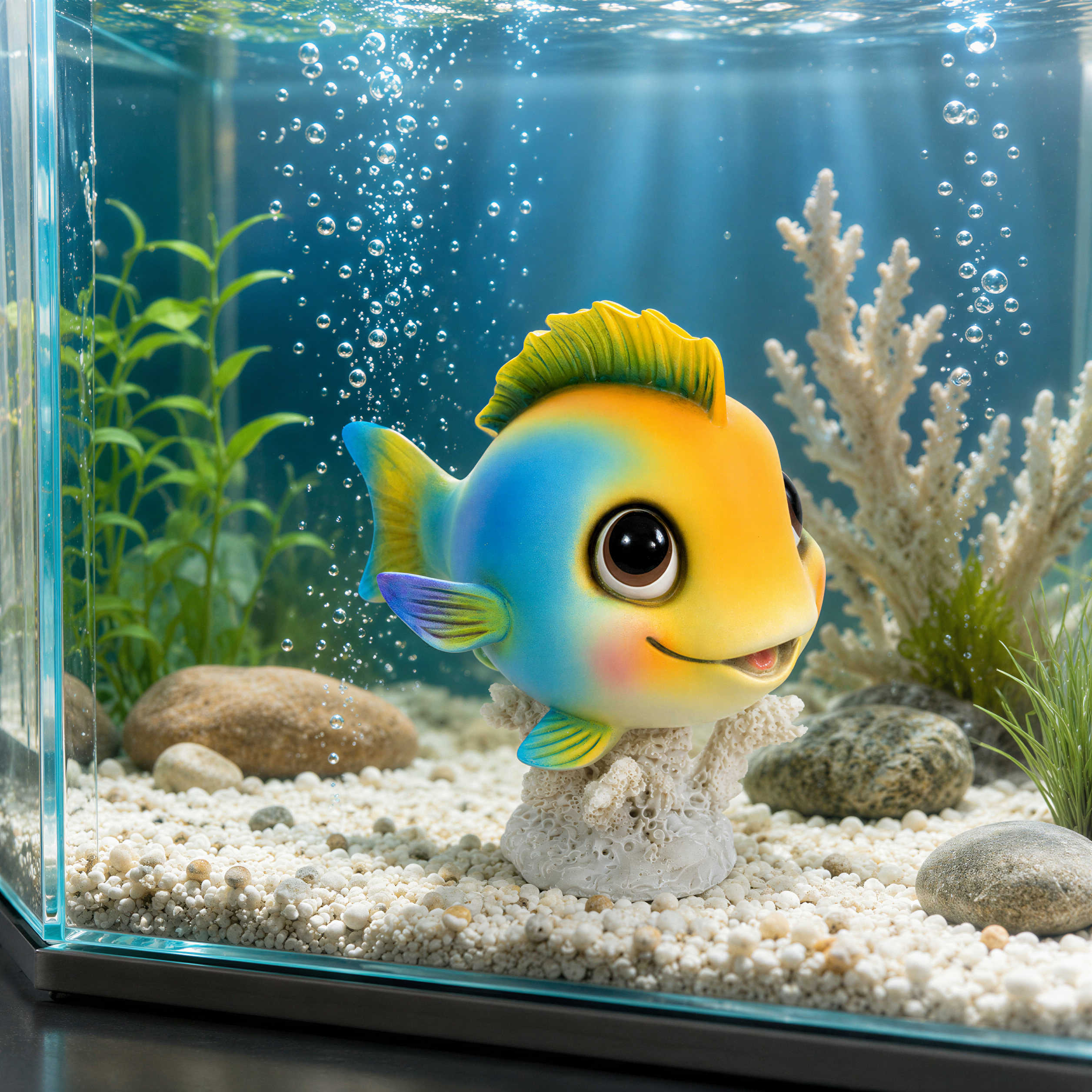 Fisch Figur glänzend Blau & Orange für maritime Deko innen und außen