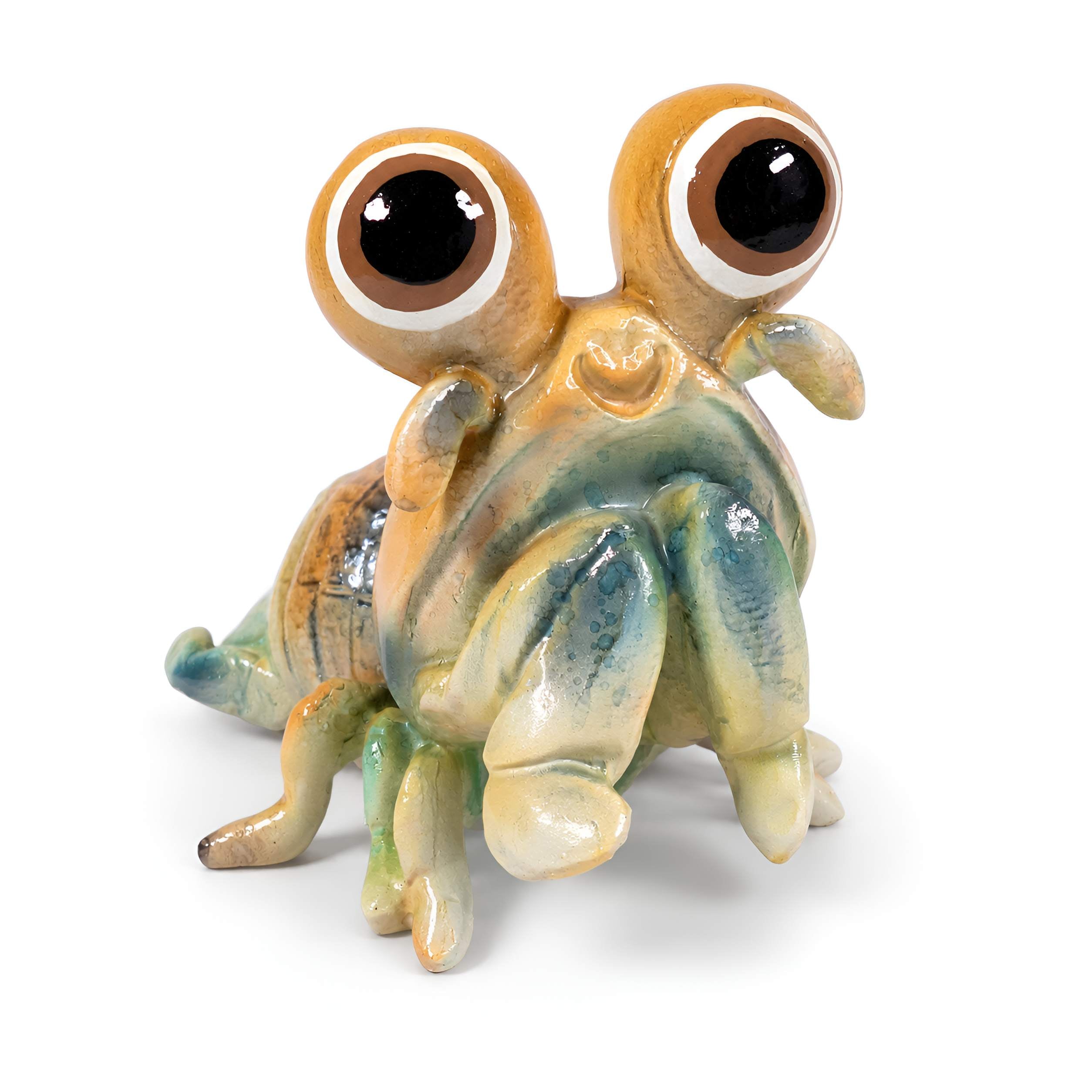 Garnele Figur glänzend Grün & Orange für maritime Deko innen und außen