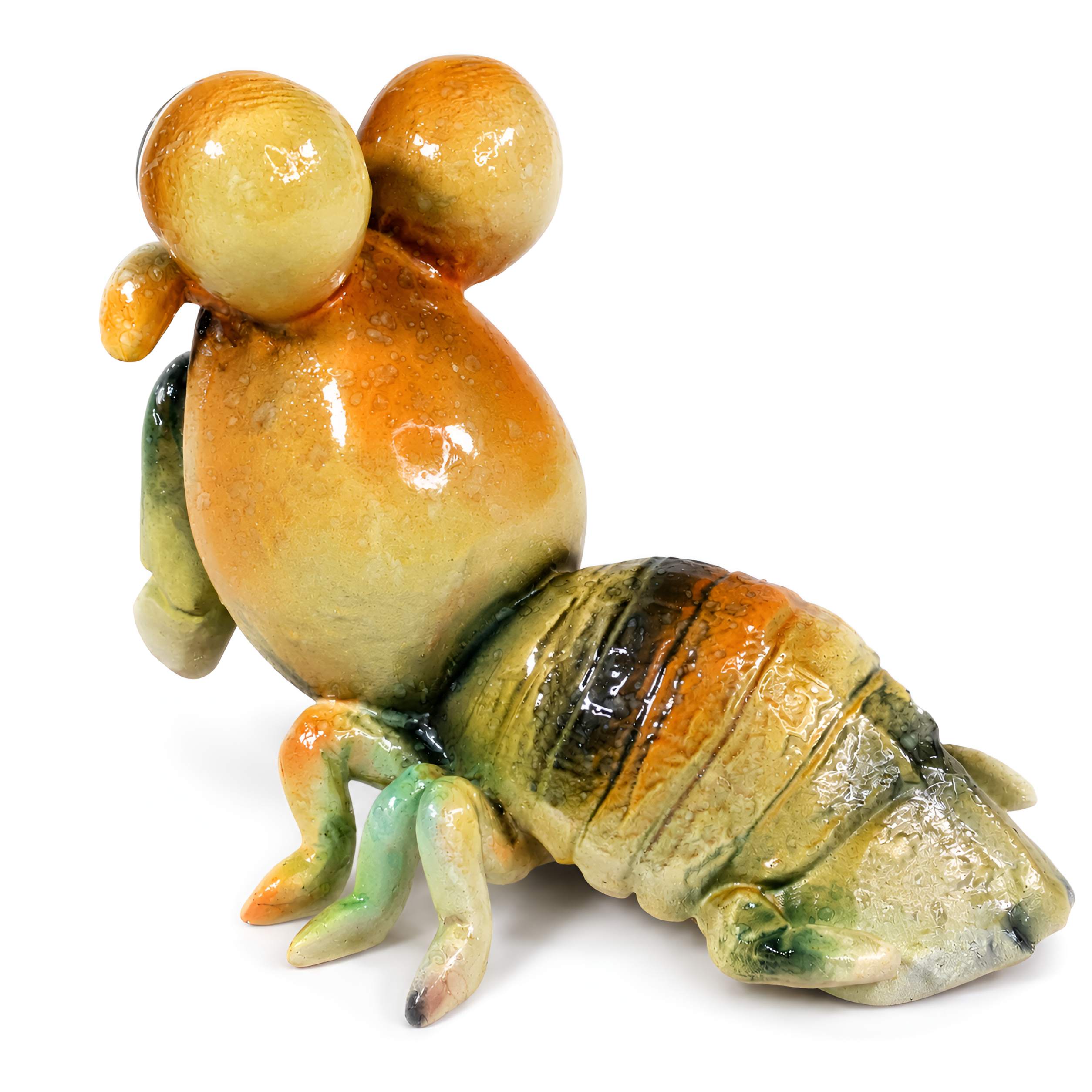 Garnele Figur glänzend Grün & Orange für maritime Deko innen und außen