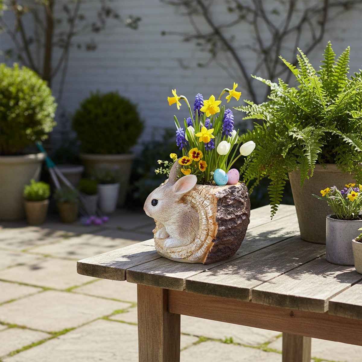 Pflanztopf Hase Blumentopf Hasenfigur zum Bepflanzen für Haus Garten und Osterdeko