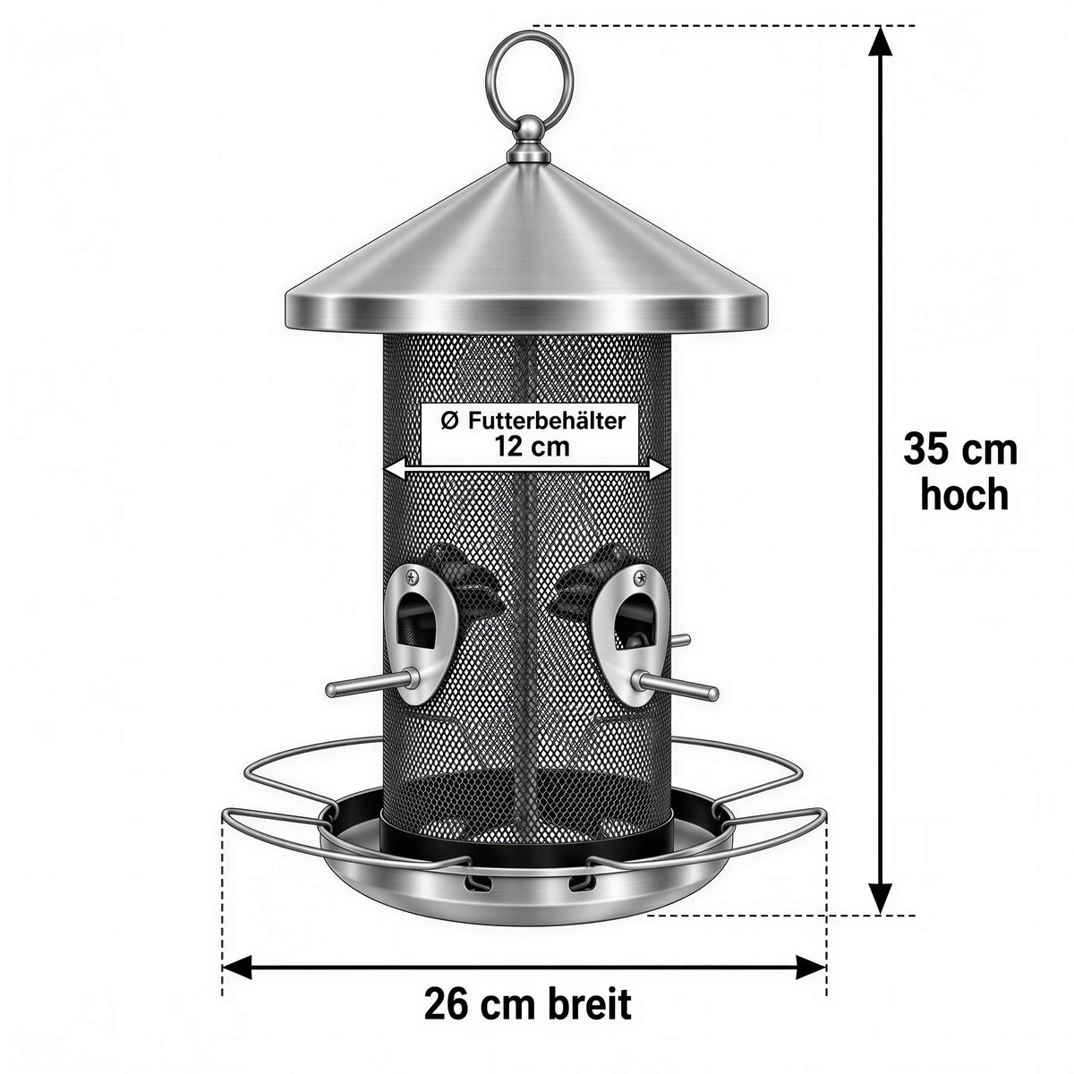 Vogelfutterstation Metall XL Vogelfuttersäule zum Hängen mit 8 Futterplätzen
