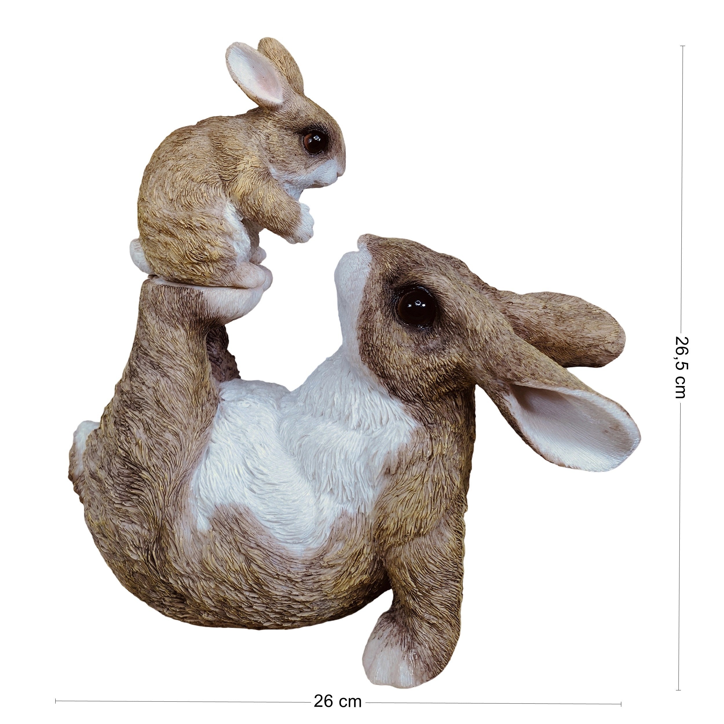 Hasenfigur mit Kind - Dekohase - Deko Osterhase und Osterhasen Figur für Ostern, Garten & Balkon