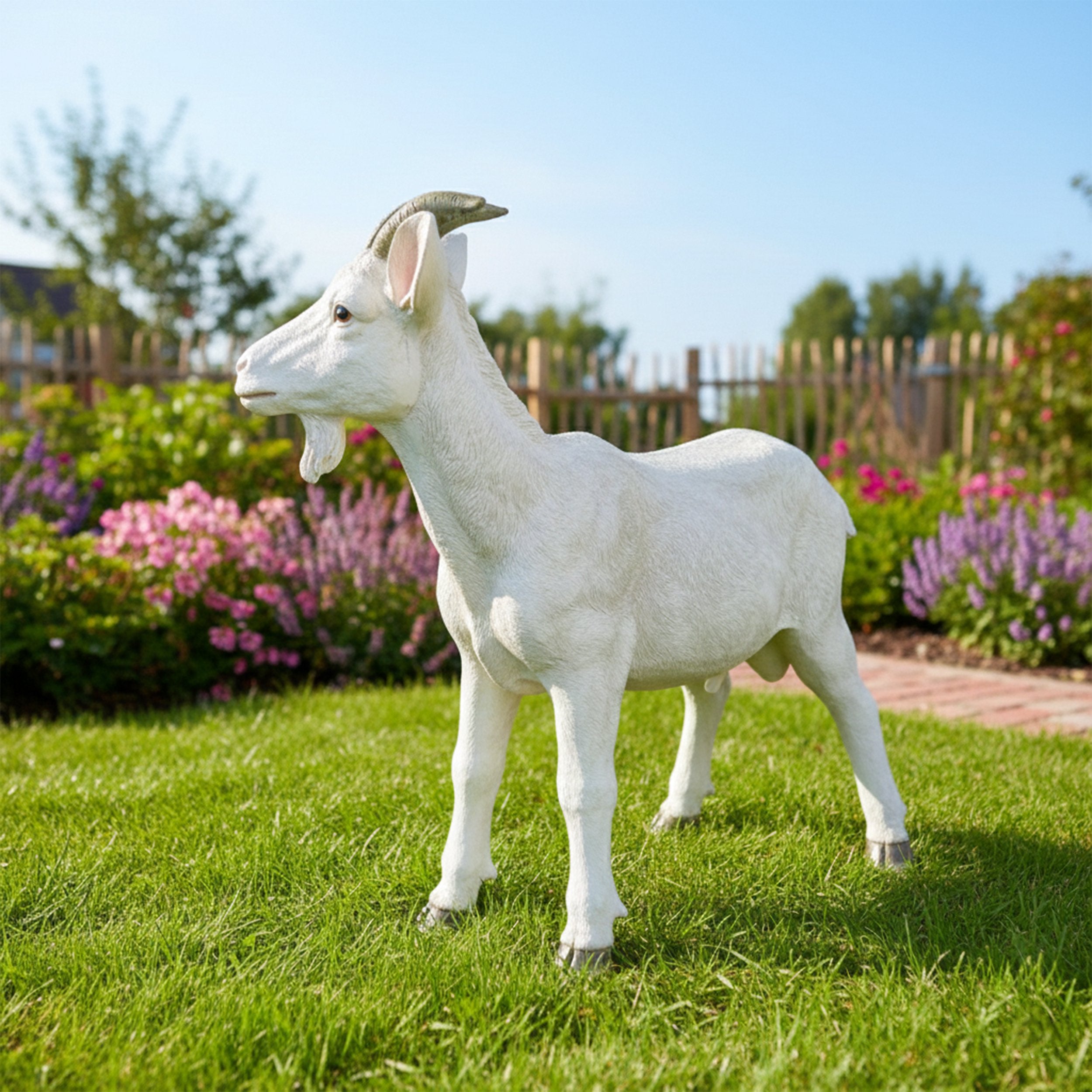 Ziegenbock Figur Bruce - Gartenfigur Ziege als Tierfigur Geißbock Deko für Garten, Terrasse & Hof