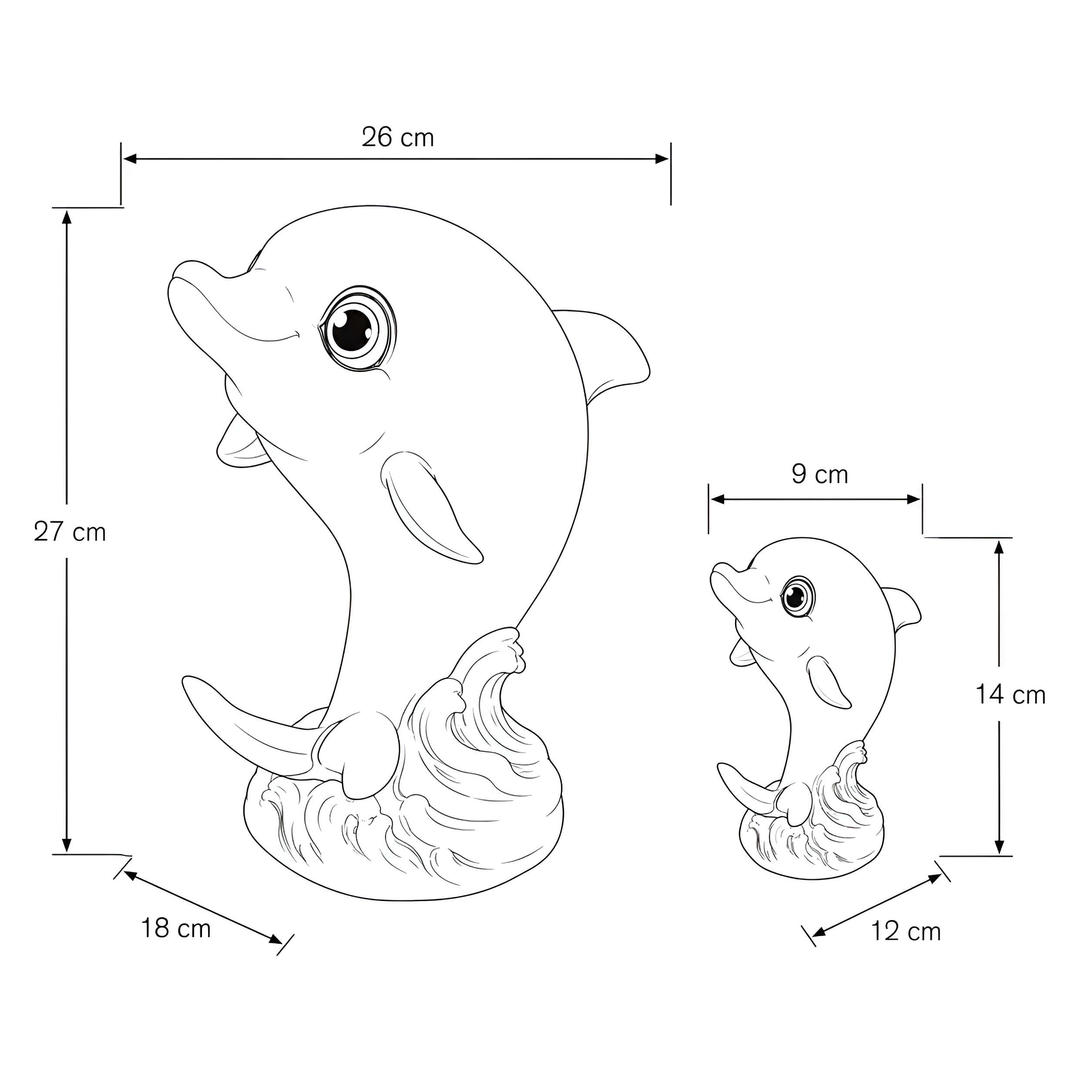 Delfin Figur glänzend klein & groß für maritime Deko innen & außen