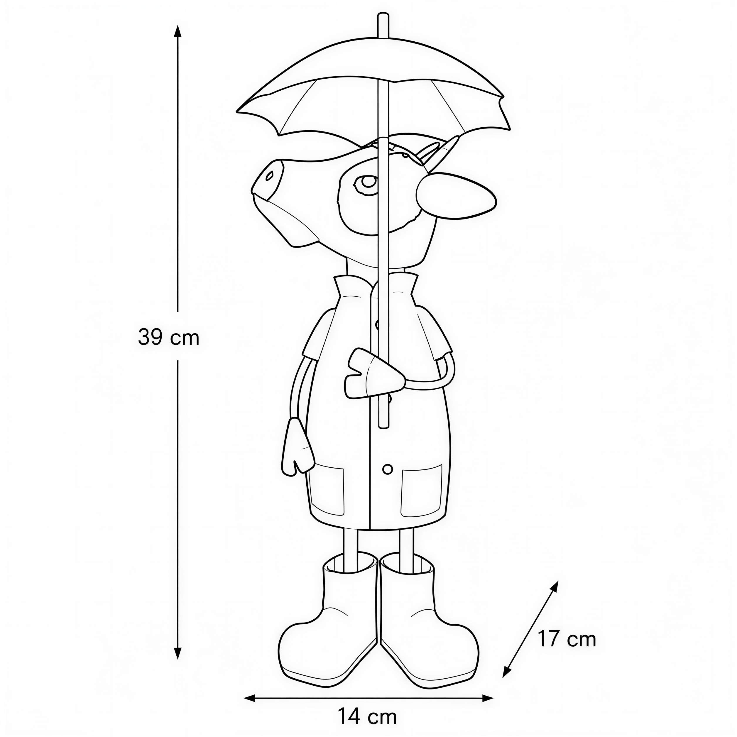 Gartenfigur Metall mit Regenschirm Figur Schaf Kuh Frosch Tierfigur für Haus und Garten