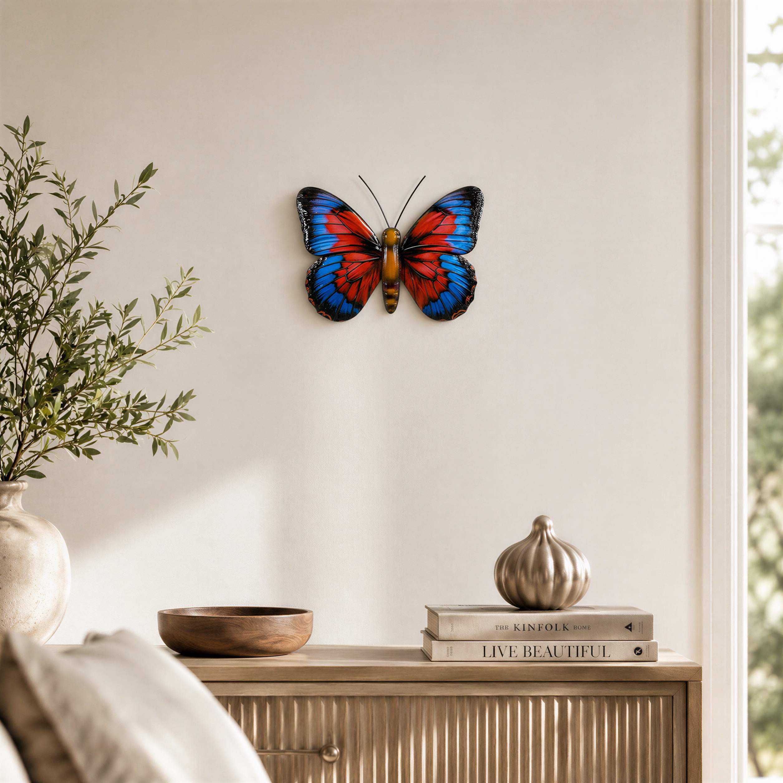 Wandbild Metall Schmetterling 3D Metallbild Wand bunt Fantasy oder Exotic