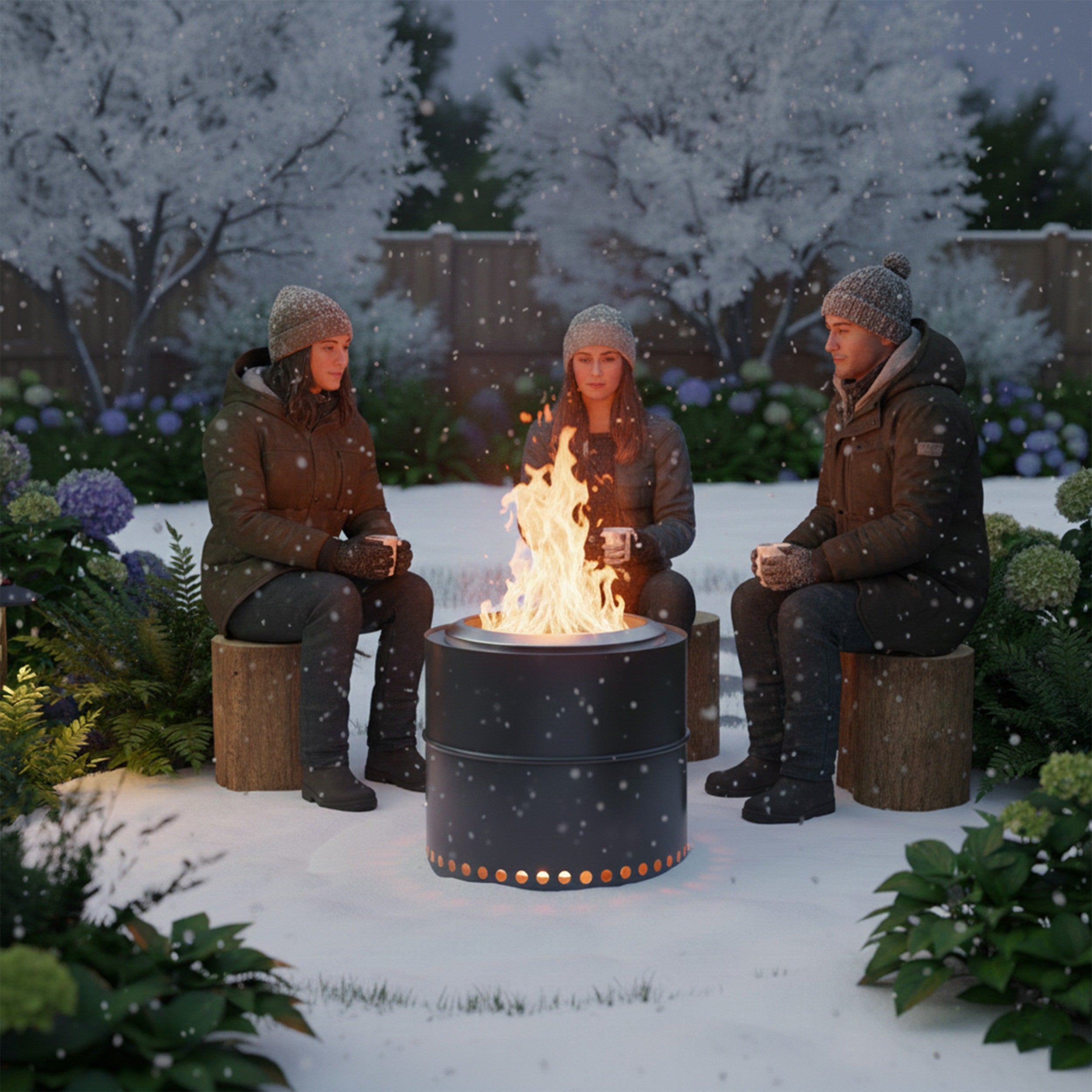 Rauchfreie Reuerschale NOVA Edelstahl Feuerstelle für Garten Terrasse Balkon