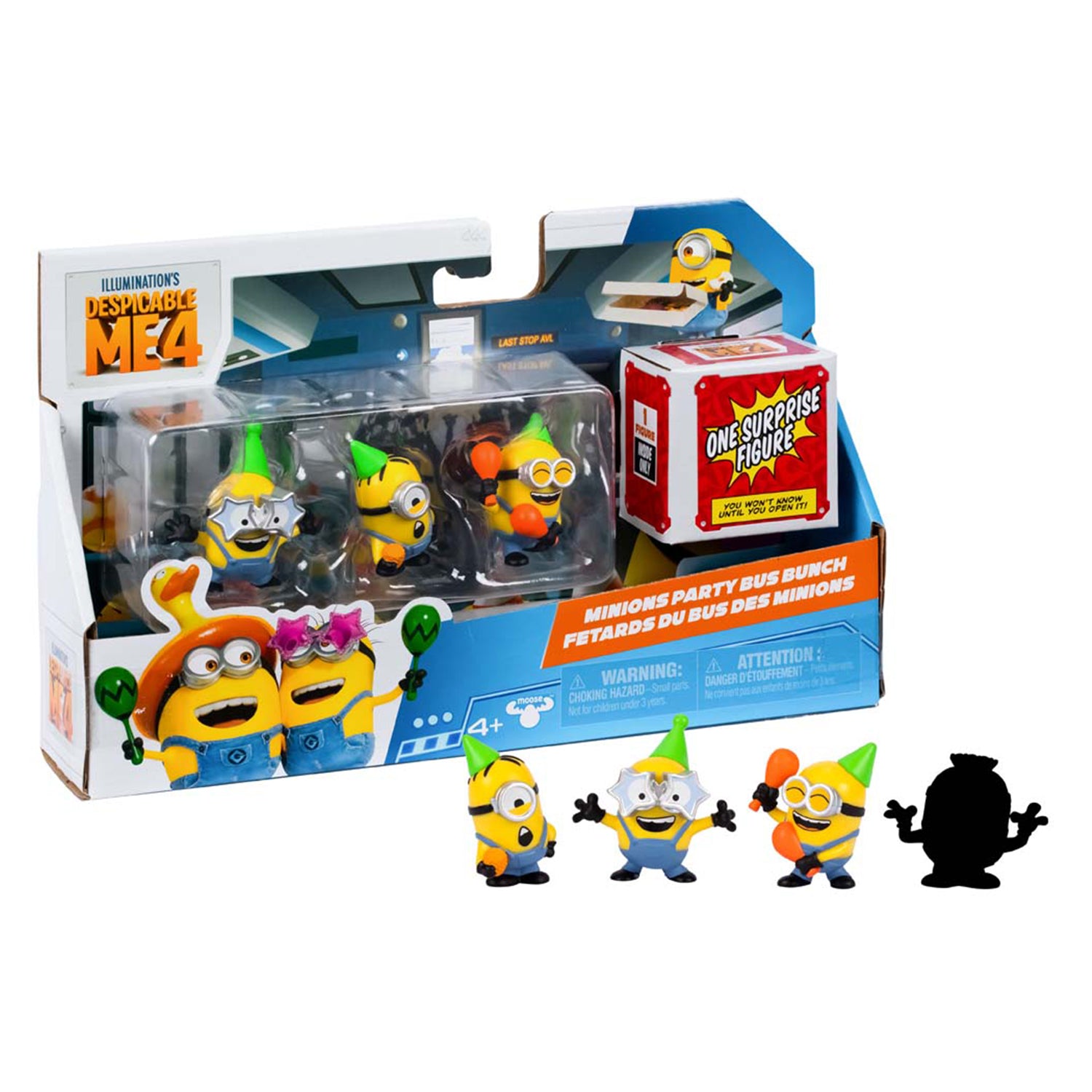 Despicable Me 4 59294 | 4 Figuren Partybus-Truppe | 5 cm große Sammelfiguren | 3 sichtbare Figuren plus 1 versteckte