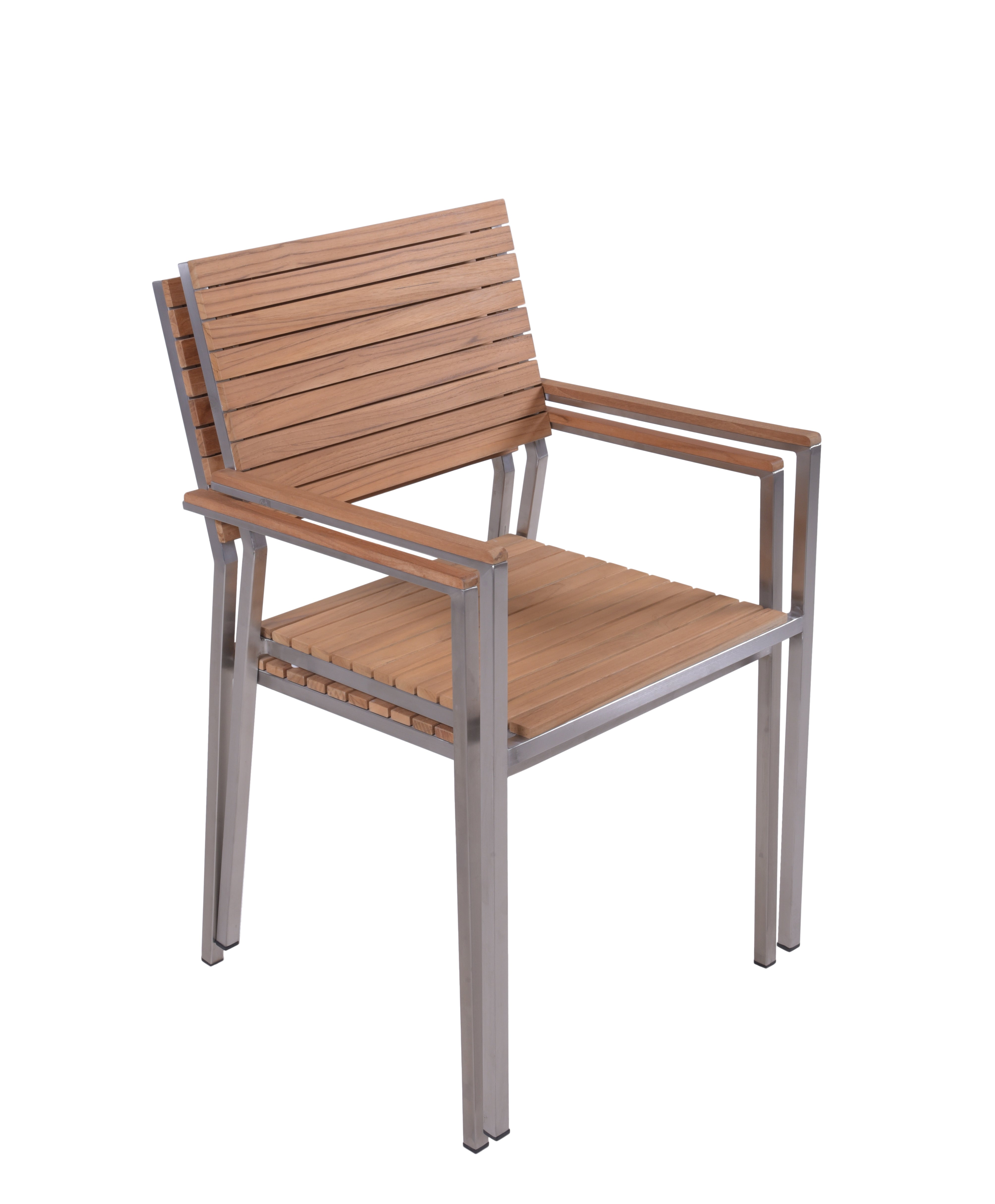 4er Set Stapelstuhl DENVER Gartenstuhl Edelstahl Teakholz FSC stapelbar Garden Pleasure