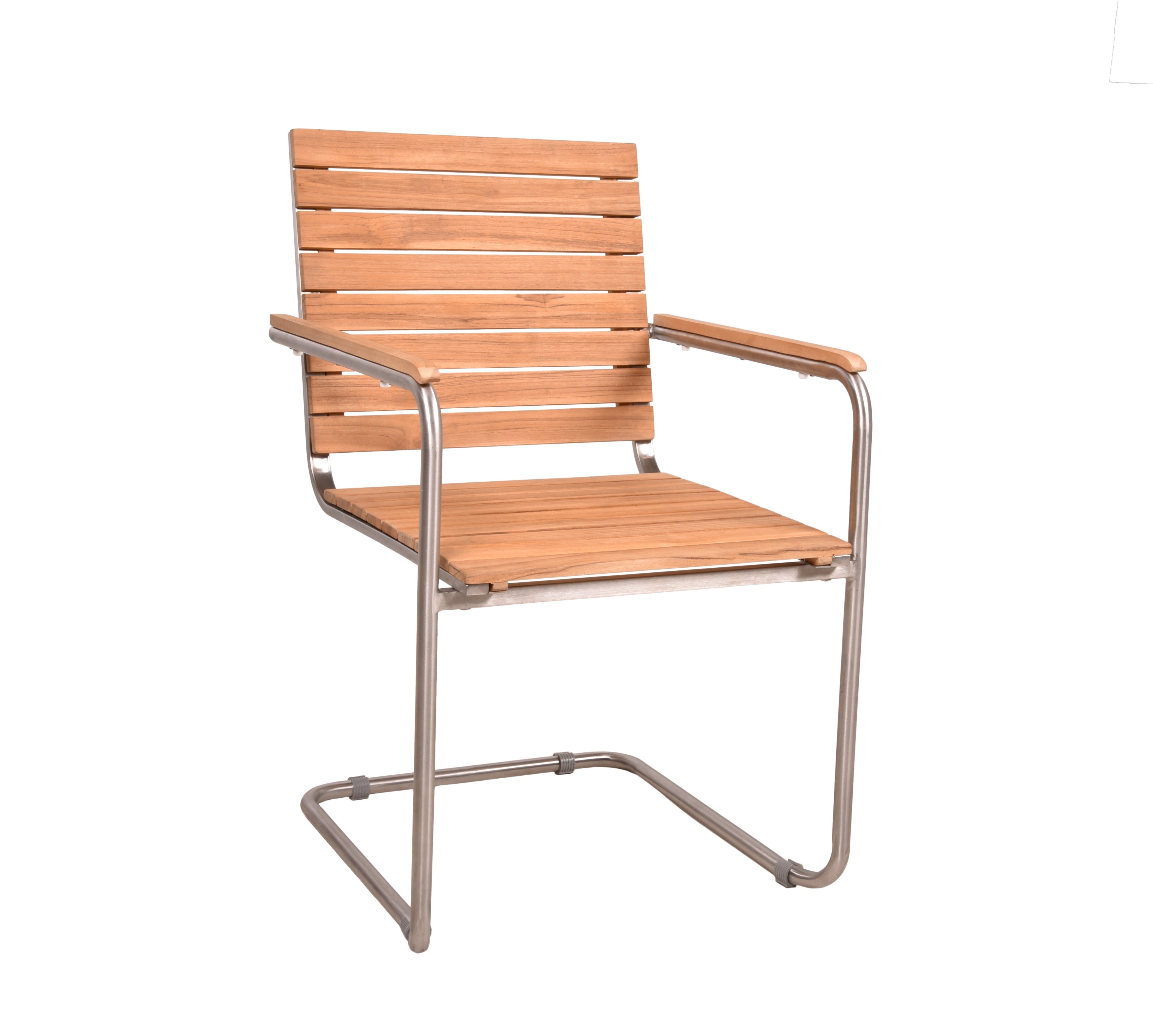 2er Set Freischwinger DENVER Gartenstuhl Schwingstuhl Edelstahl Teak stapelbar Garden Pleasure