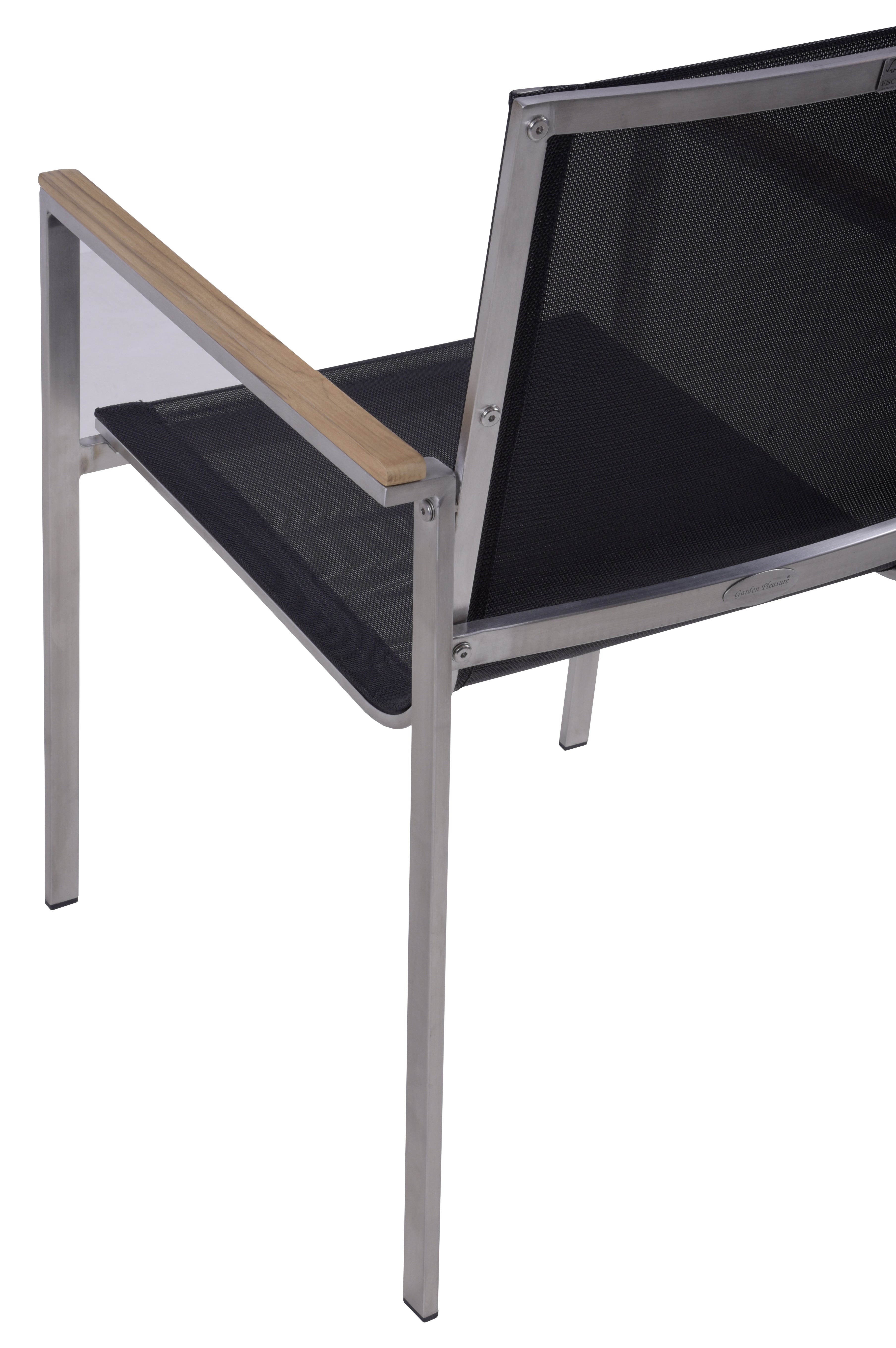 2er Set Stapelstuhl DENVER Gartenstuhl Textilene Edelstahl Teak Armlehnen Garden Pleasure