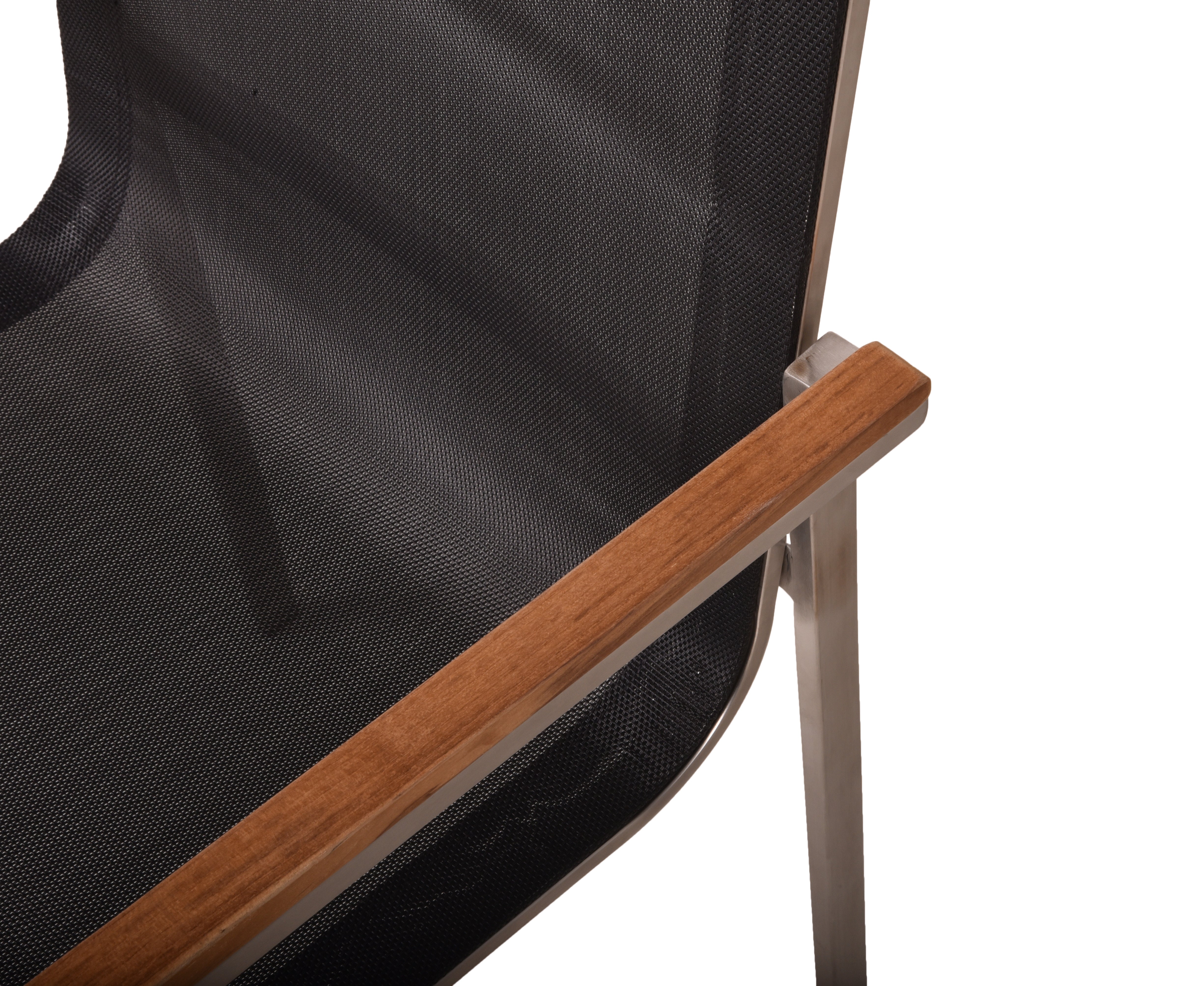 2er Set Stapelstuhl DENVER Gartenstuhl Textilene Edelstahl Teak Armlehnen Garden Pleasure