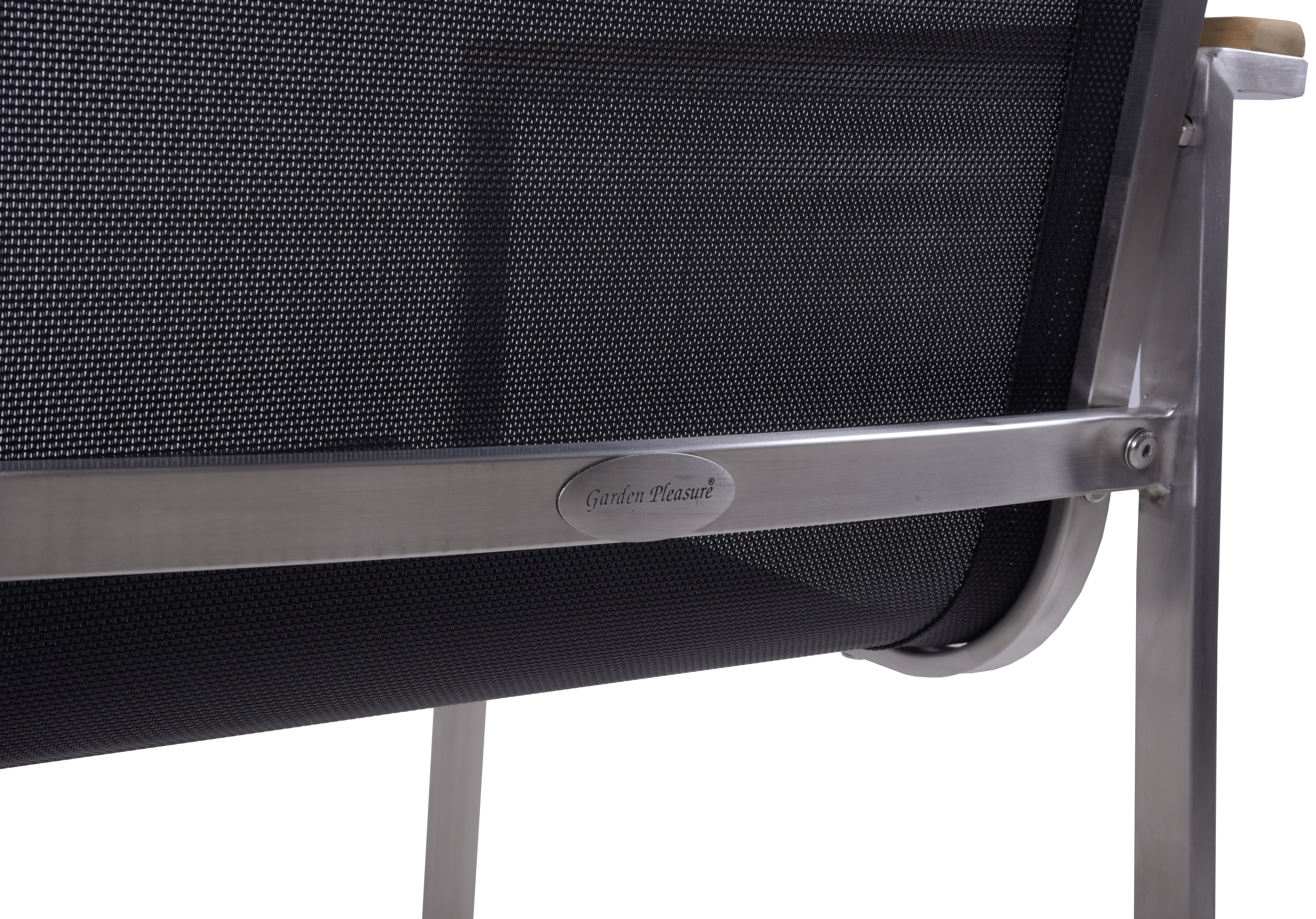 2er Set Stapelstuhl DENVER Gartenstuhl Textilene Edelstahl Teak Armlehnen Garden Pleasure