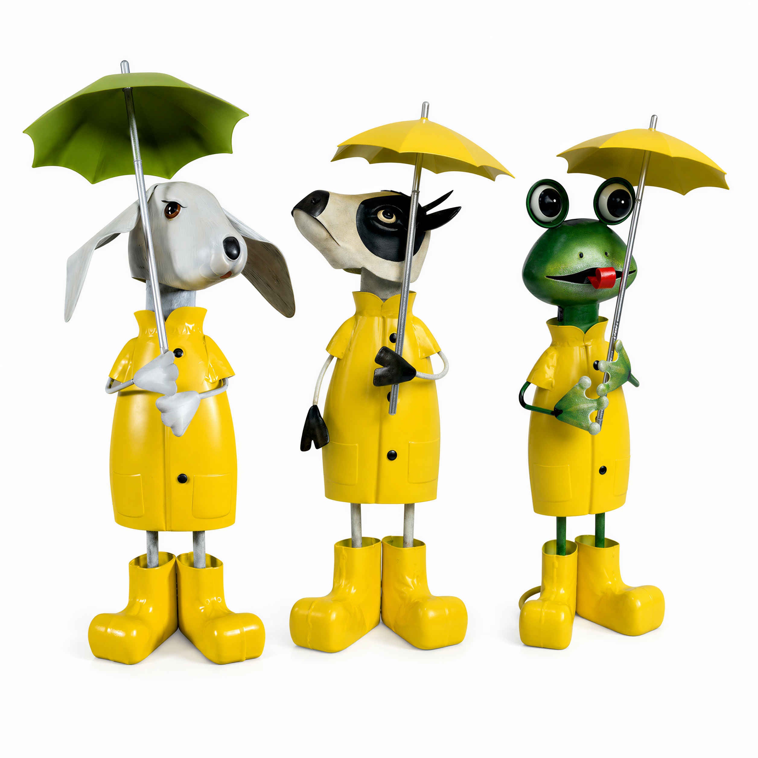Gartenfigur Metall mit Regenschirm Figur Schaf Kuh Frosch Tierfigur für Haus und Garten