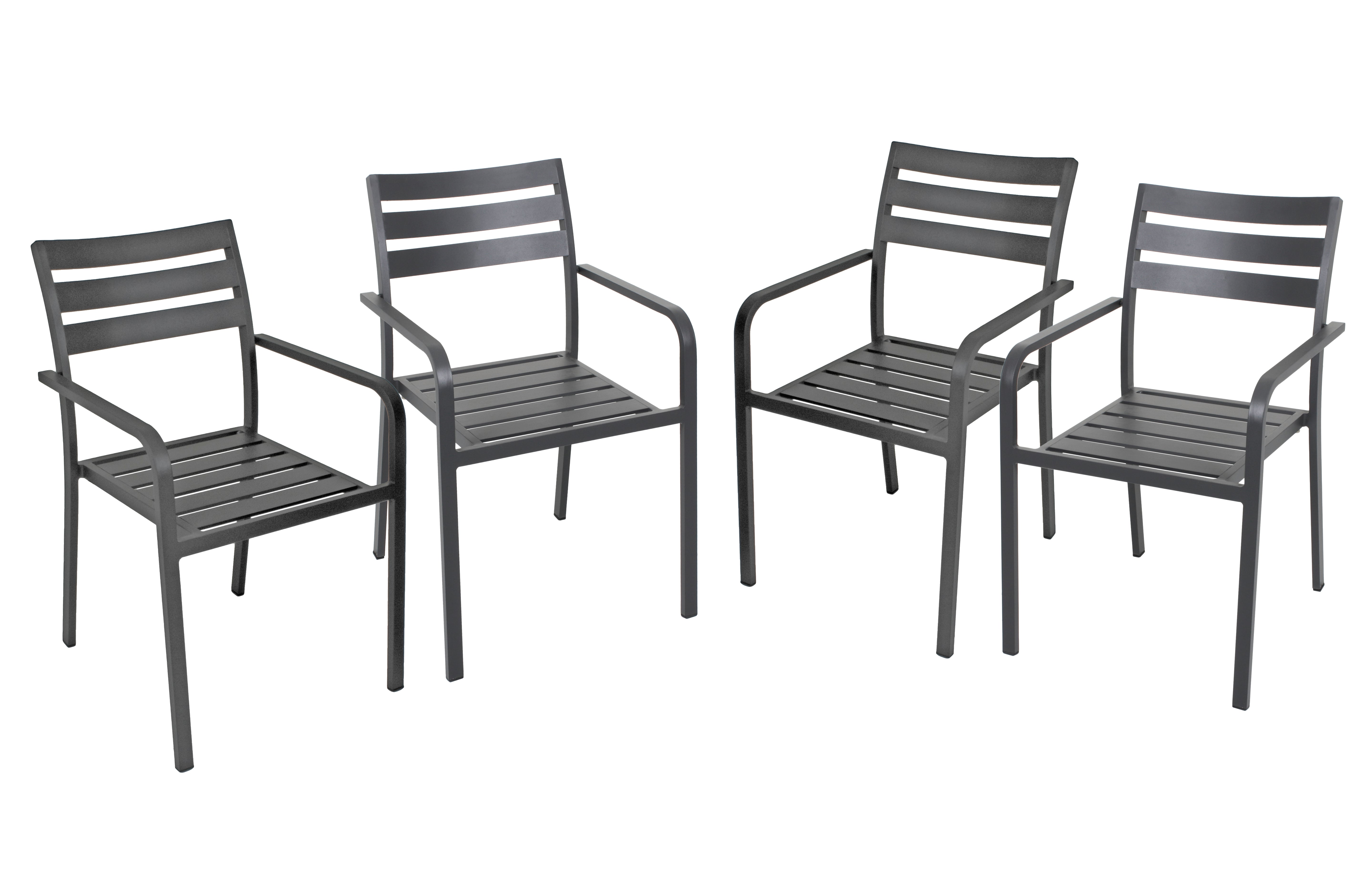 4er Set Stuhl TREVISO Gartenstuhl Stapelstuhl Aluminium anthrazit modern Garden Pleasure