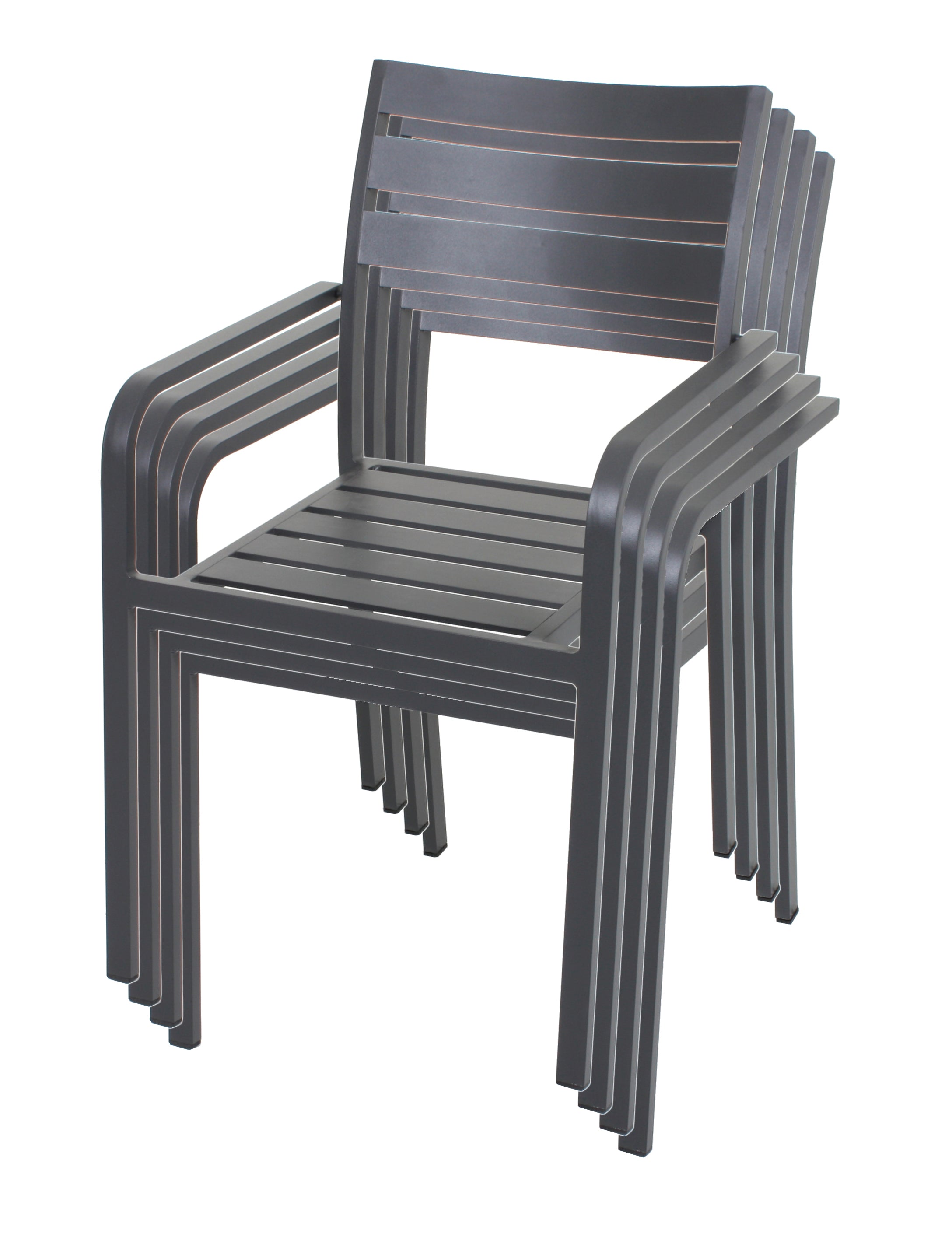 4er Set Stuhl TREVISO Gartenstuhl Stapelstuhl Aluminium anthrazit modern Garden Pleasure