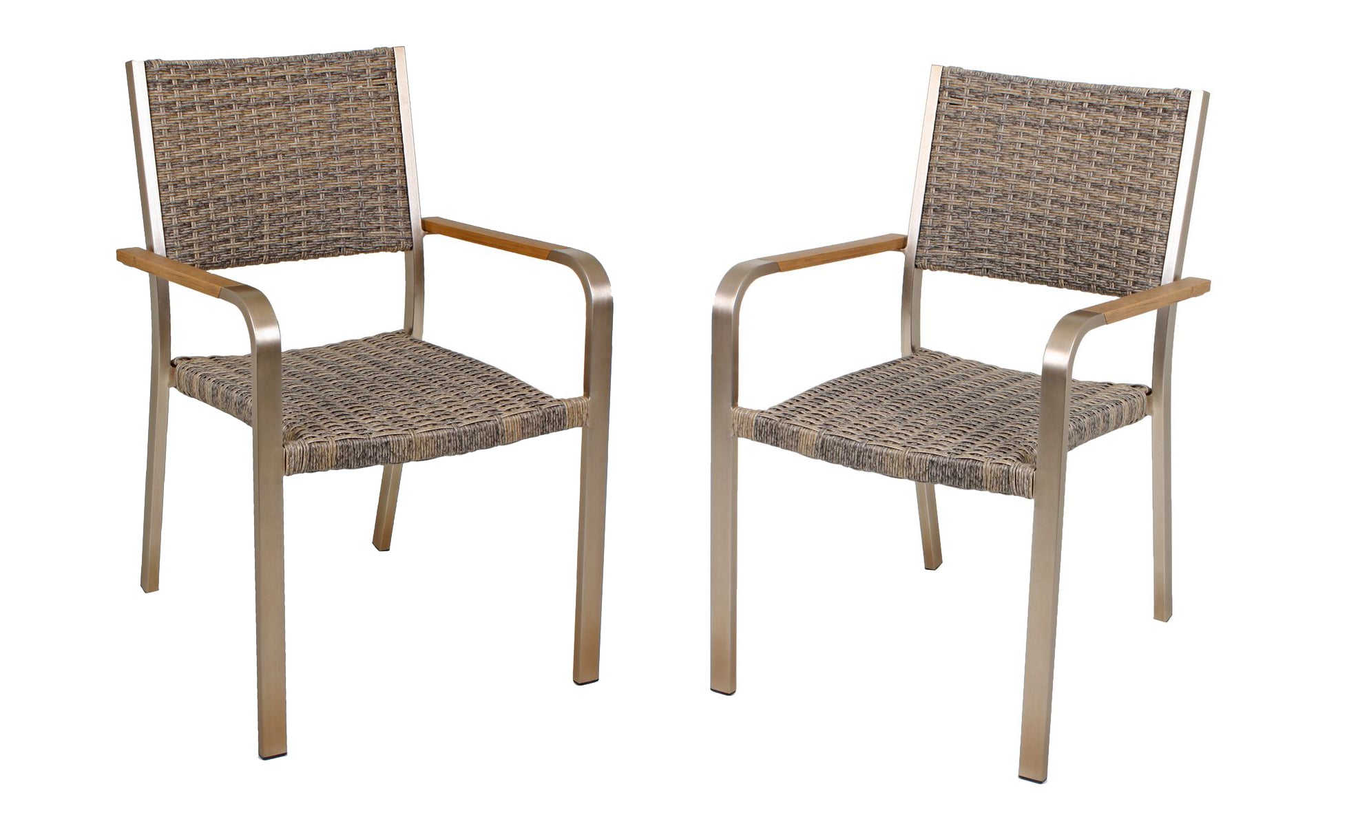 2er Set Stapelstuhl FLORENCE Gartenstuhl Aluminium Polyrattan braun stapelbar Garden Pleasure