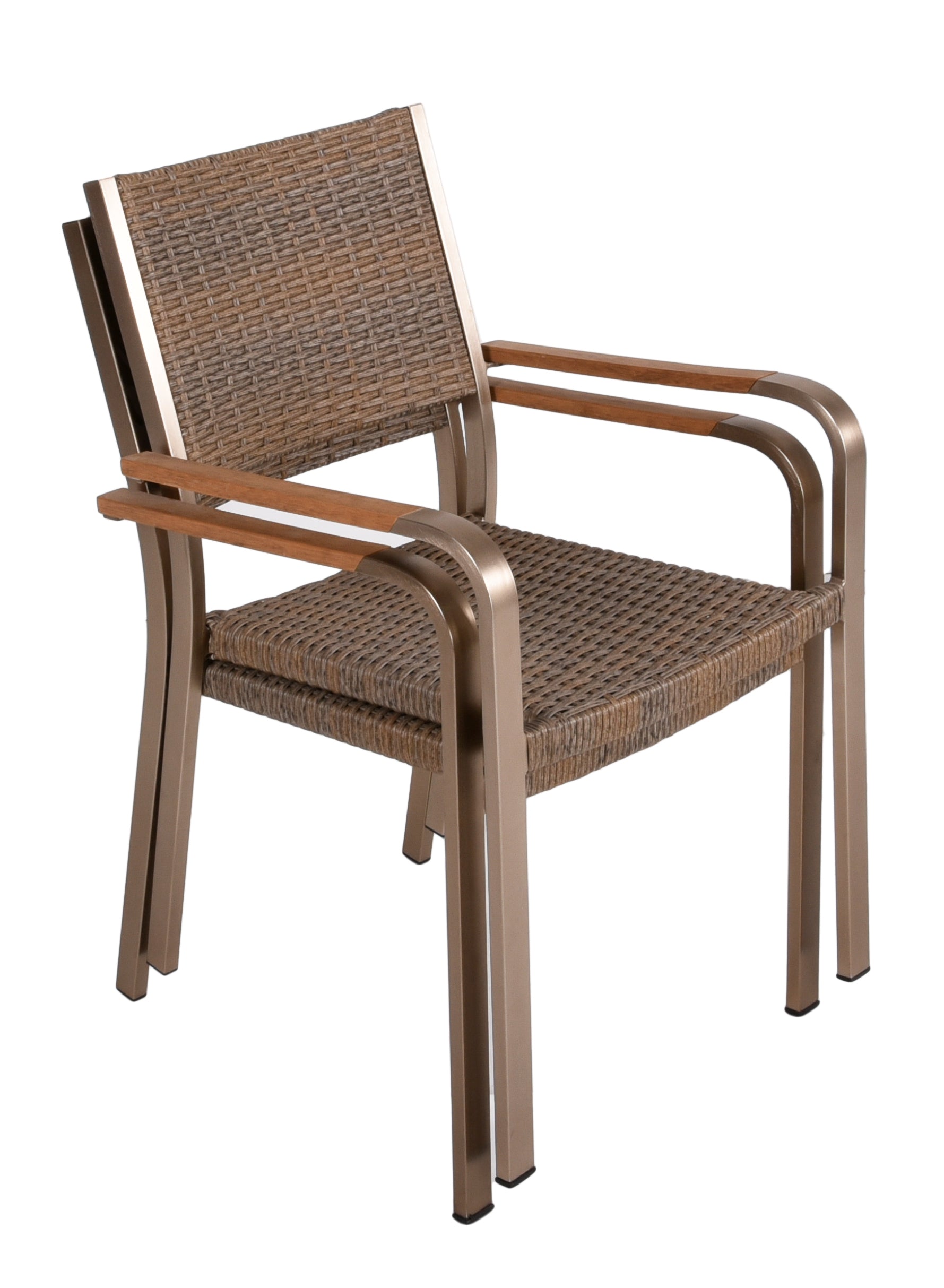 2er Set Stapelstuhl FLORENCE Gartenstuhl Aluminium Polyrattan braun stapelbar Garden Pleasure